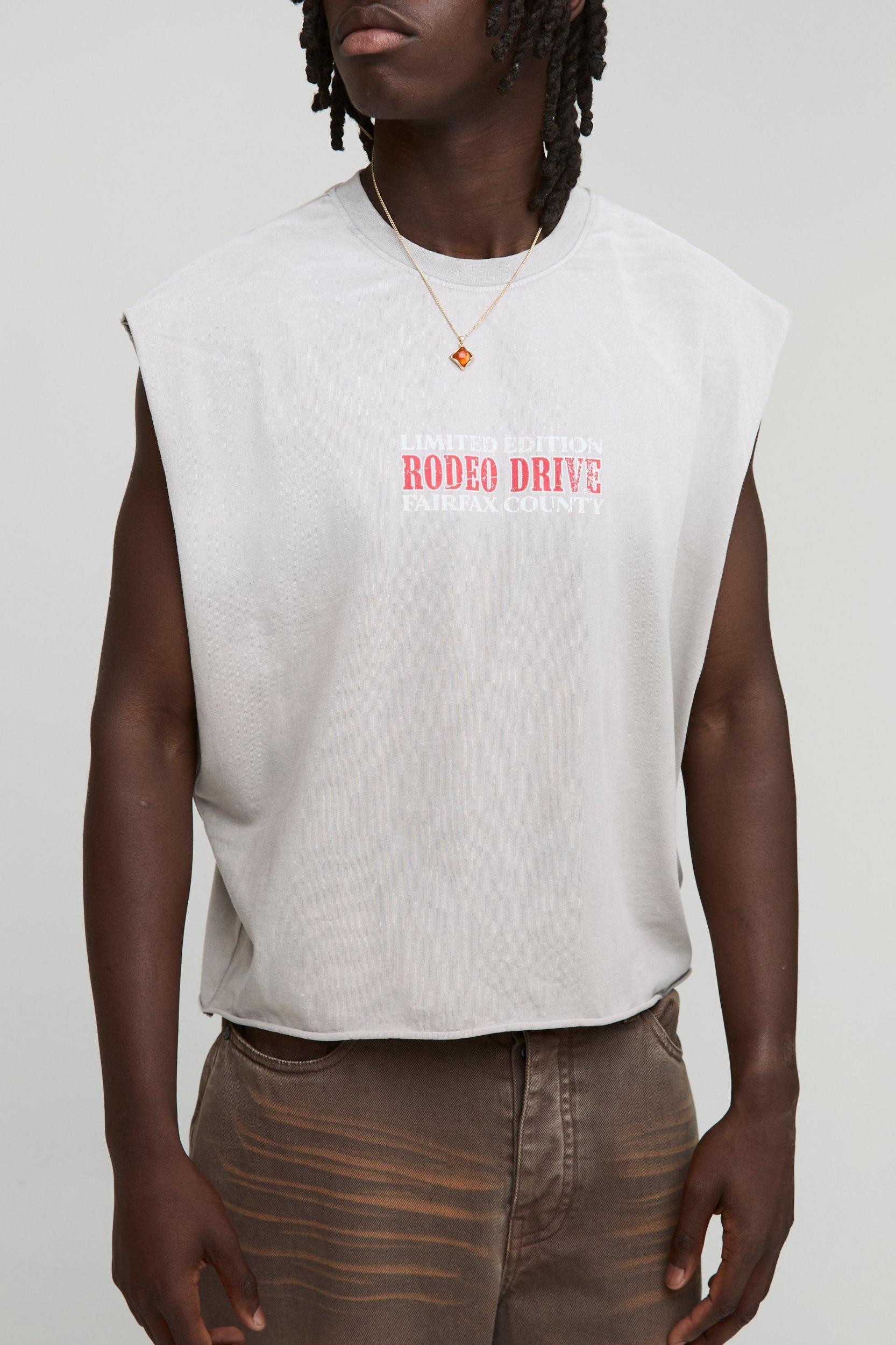Oversized Shrunken Washed Western Graphic Tank | boohooMAN USA Product Image