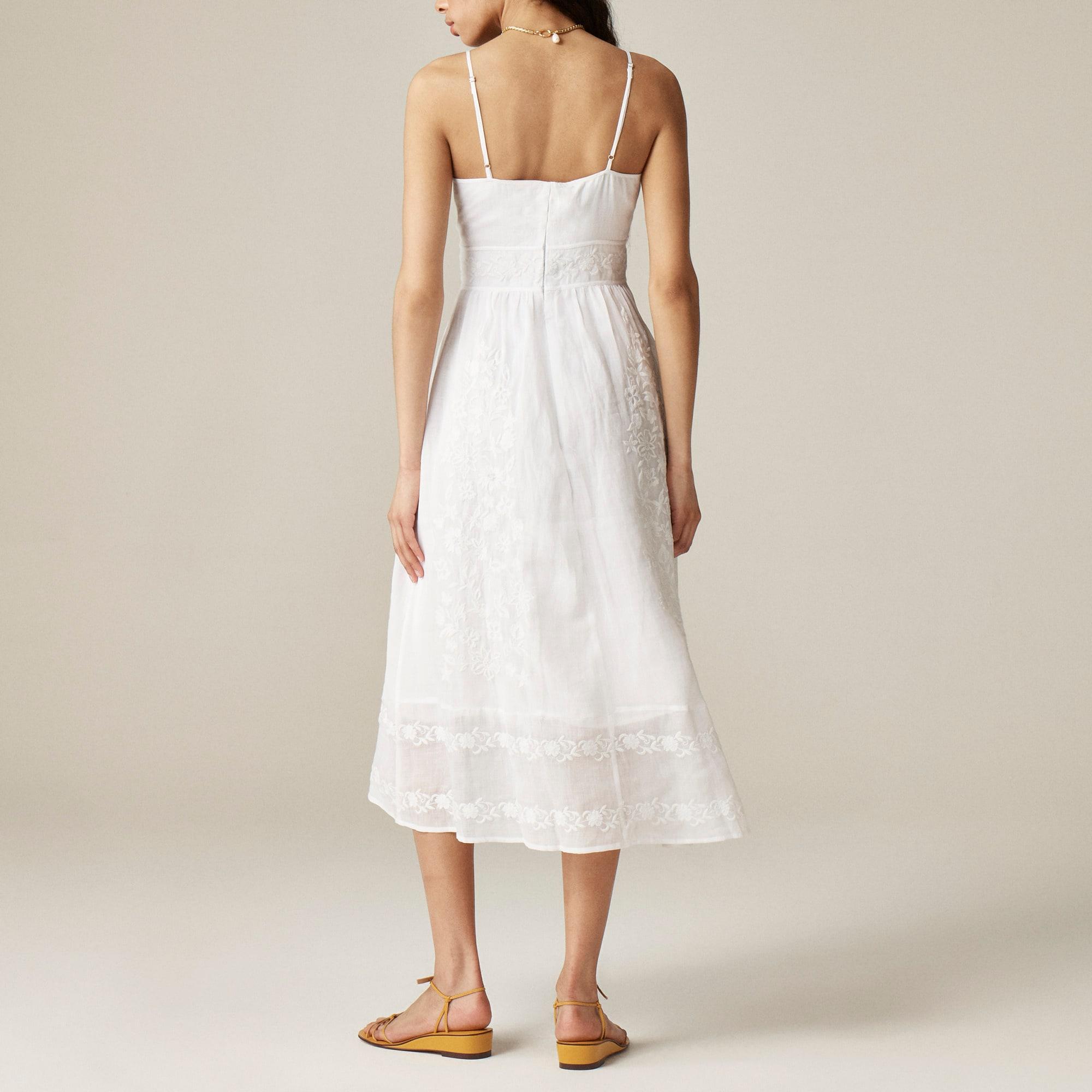 Embroidered midi dress in ramie Product Image