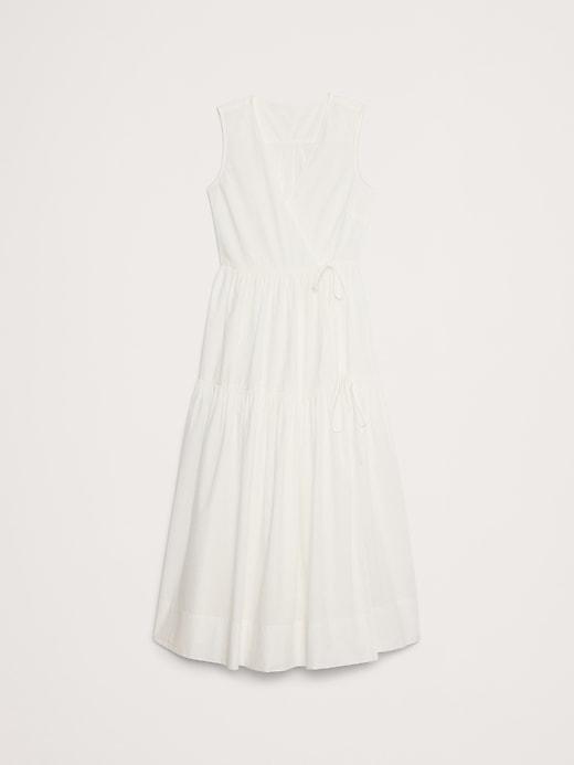 Cotton Poplin Wrap Maxi Dress Product Image