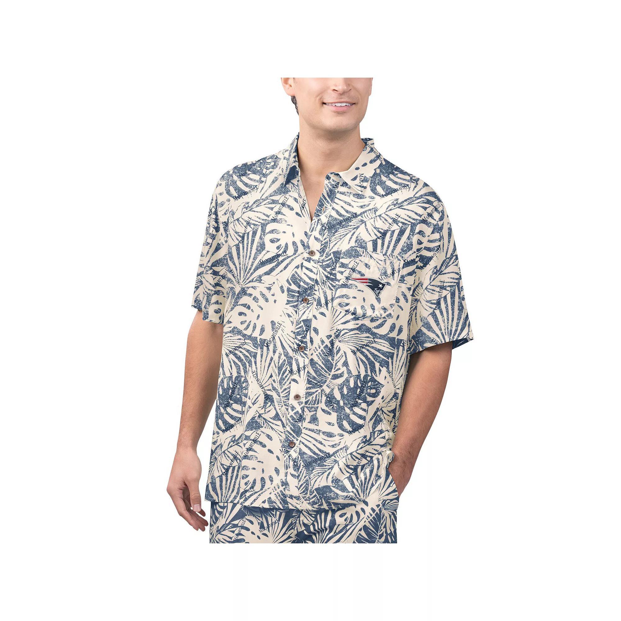 Men's Margaritaville Tan Las Vegas Raiders Sand Washed Monstera Print Party Button-Up Shirt, Size: XL, Lvr Team Product Image