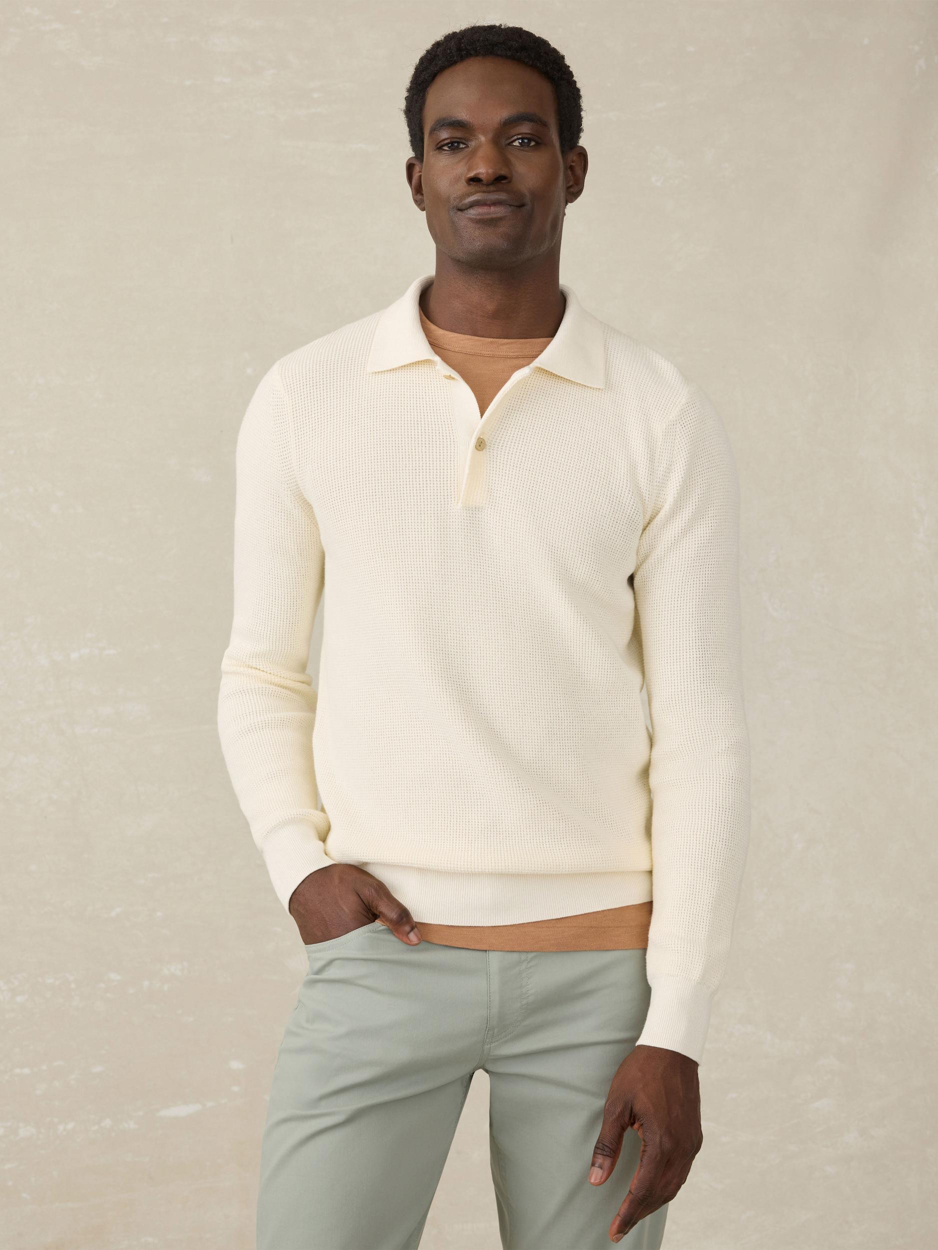 Sunwashed Sweater Polo - White Shell Male Product Image