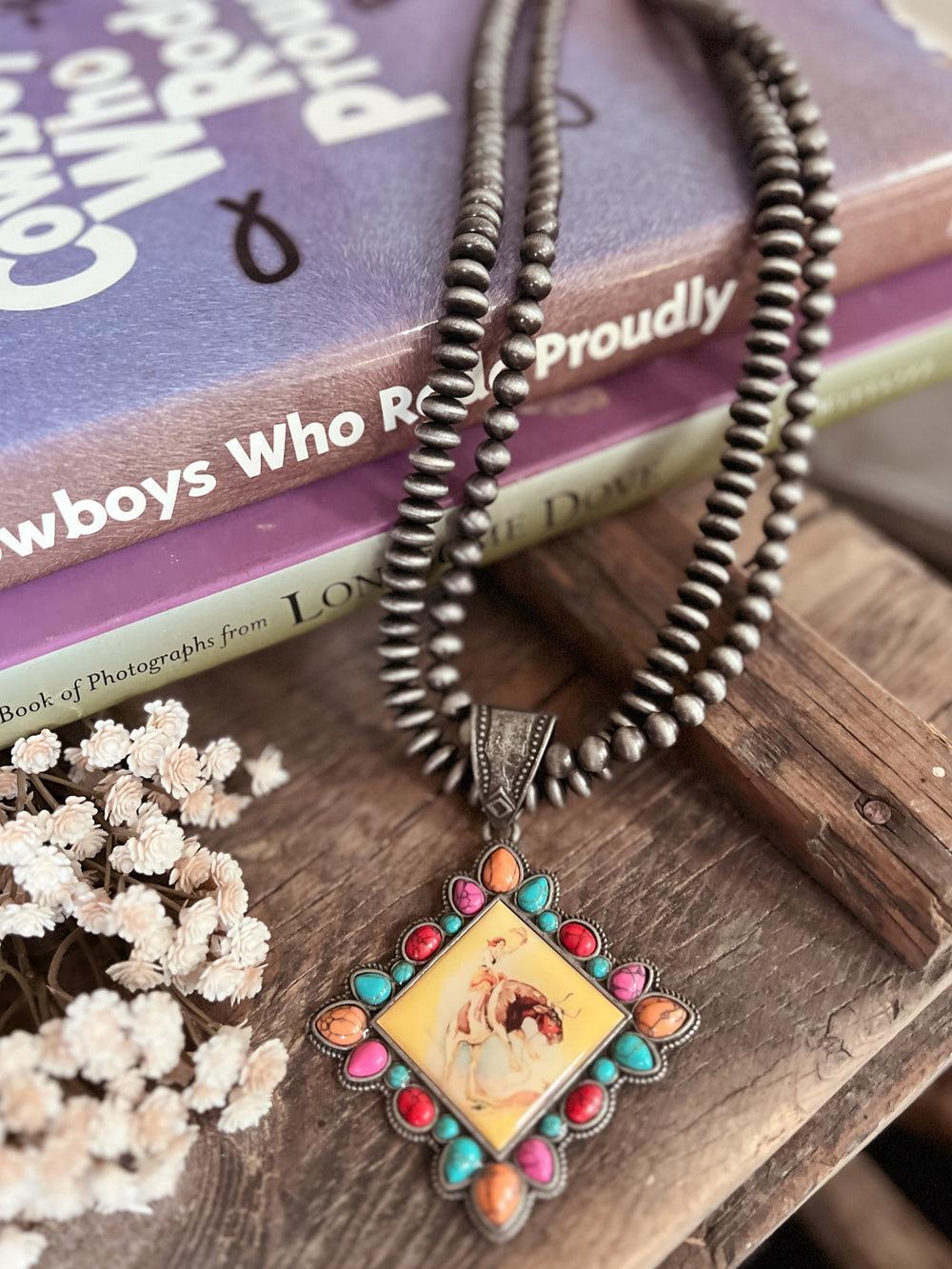 2 Strand Navajo Inspired Beaded Vintage Pendant Necklace Product Image