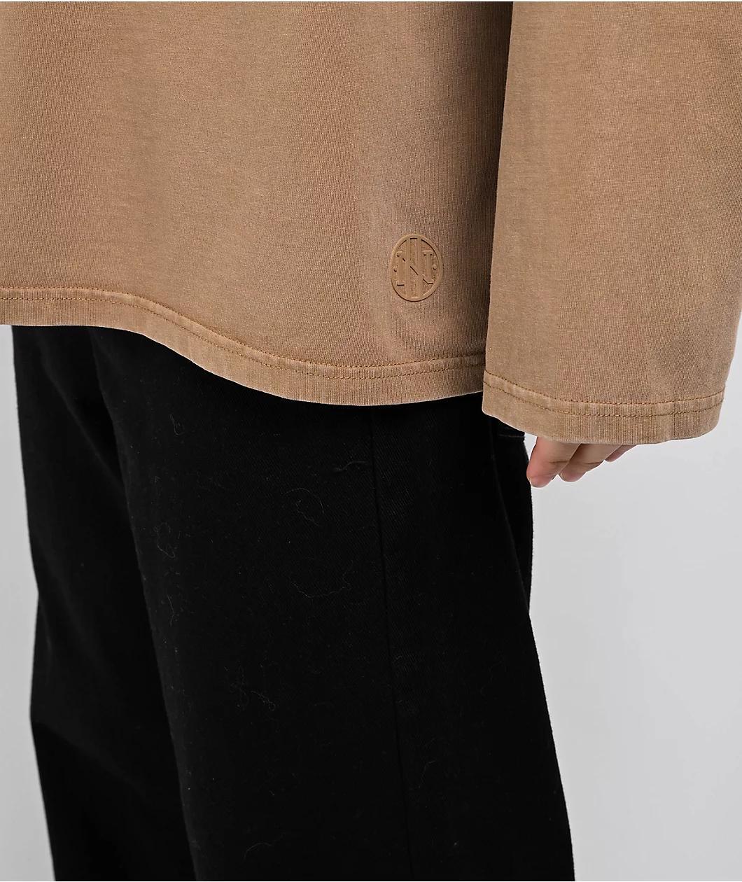 Ninth Hall Fundamentals Olive Wash Long Sleeve Oversized T-Shirt Product Image
