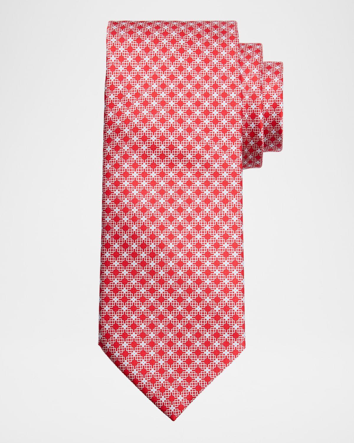 Mens Geometric Check Silk Tie Product Image