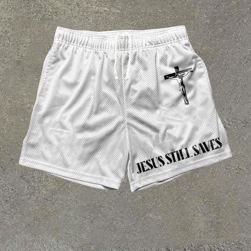 Sopula Jesus Still Saves Print Mesh Shorts Product Image