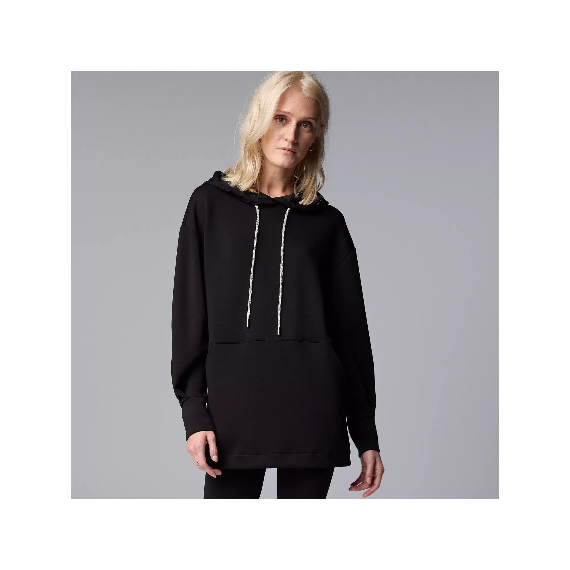 Women's Simply Vera Vera Wang Hooded Tunic, Size: XS, Black Product Image