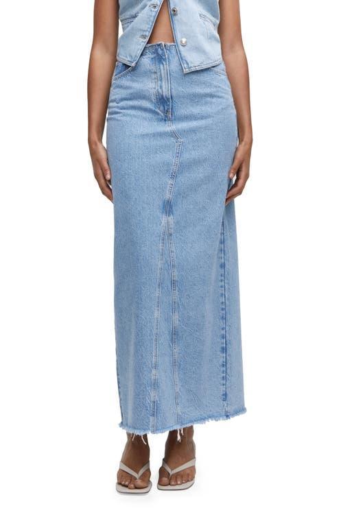 Mango raw hem detail denim maxi skirt Product Image