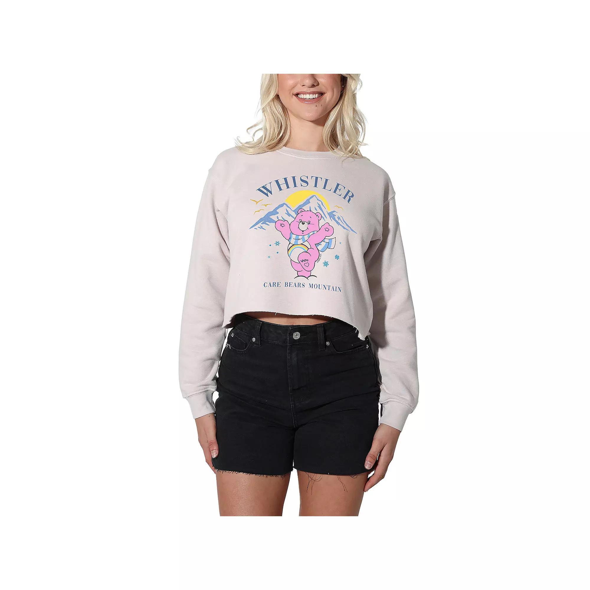 Women's Care Bears Whistler Mountain Crop Fleece Sweatshirt, Girl's, Size: Medium, Beige Khaki Product Image