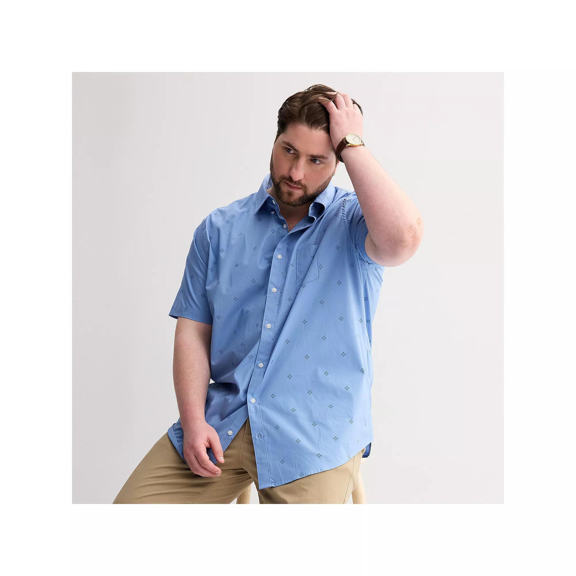 Big & Tall Sonoma Goods For Life® Short Sleeve Perfect Length Shirt, Men's, Size: XL Tall, Baha Batik Blue Product Image