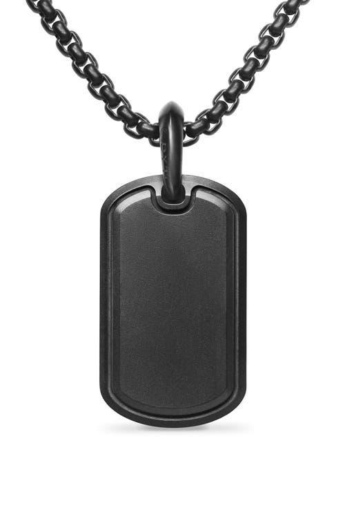 David Yurman Mens Sculpted Cable Tag in Black Titanium with Black Diamonds, 27mm Product Image