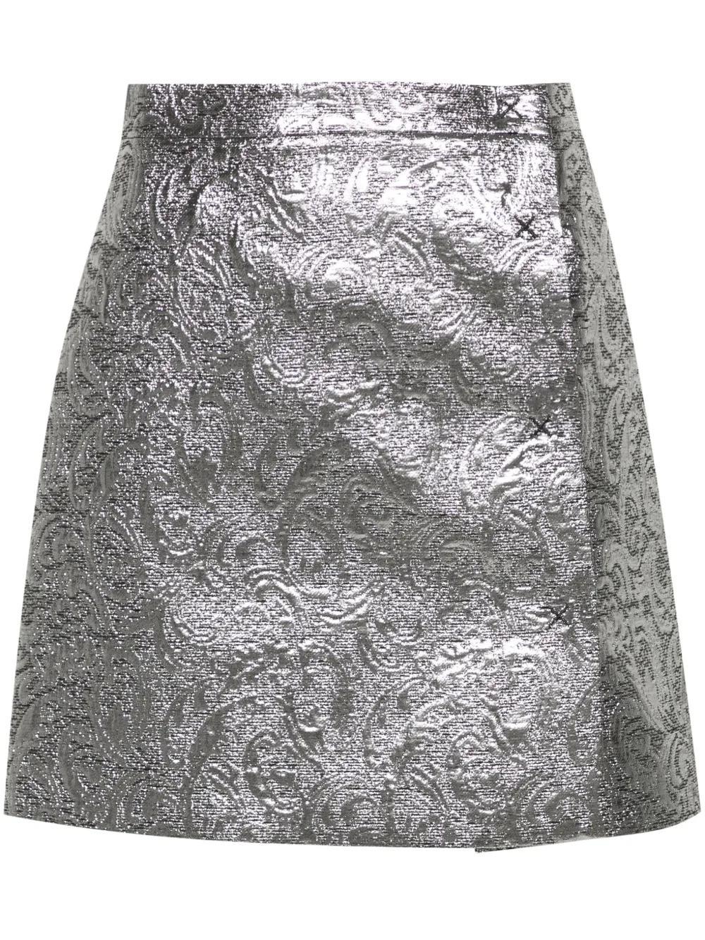 MSGM Jacquard Mini Skirt In Silver Product Image