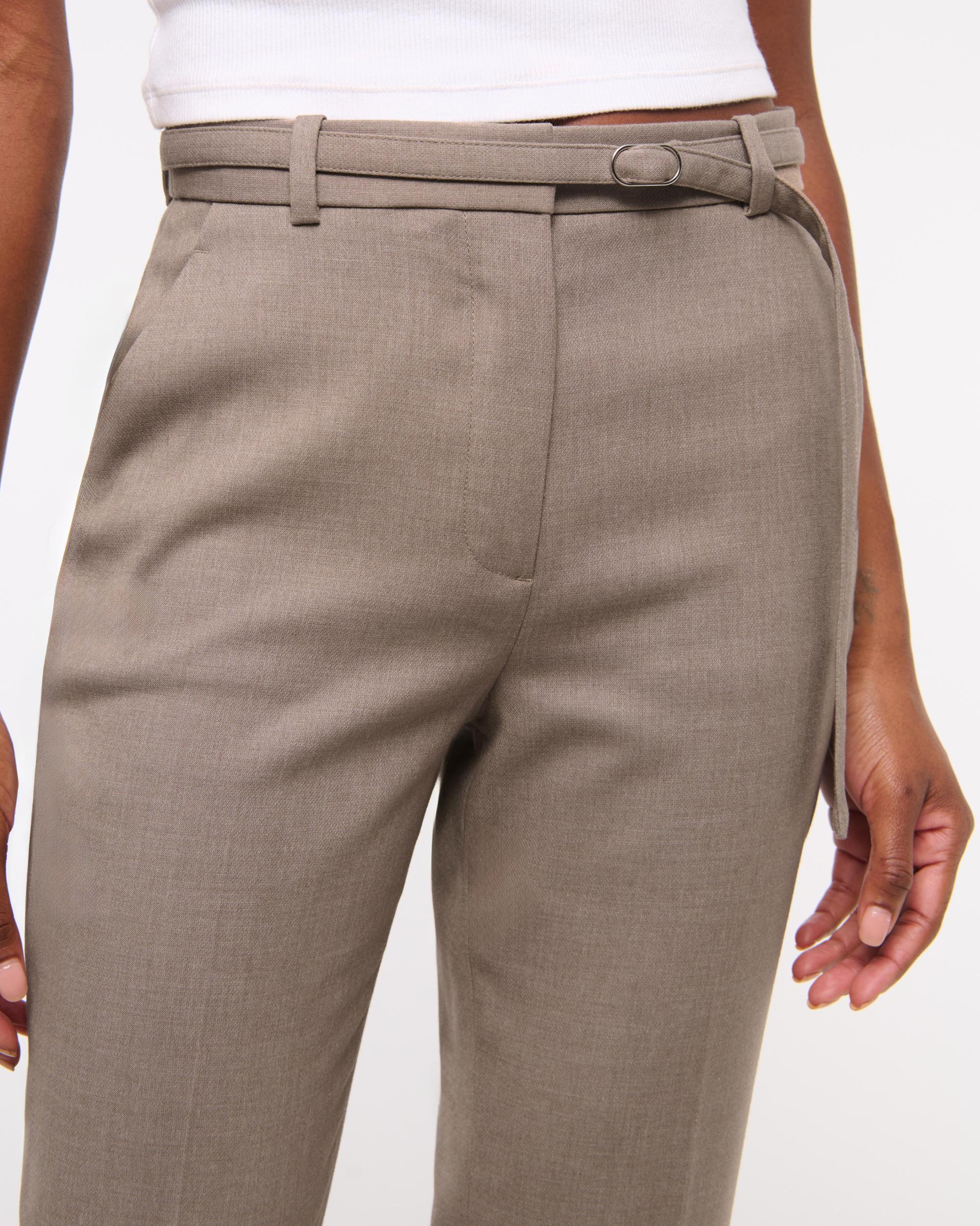 High Rise Belted Ankle Straight Pant Product Image