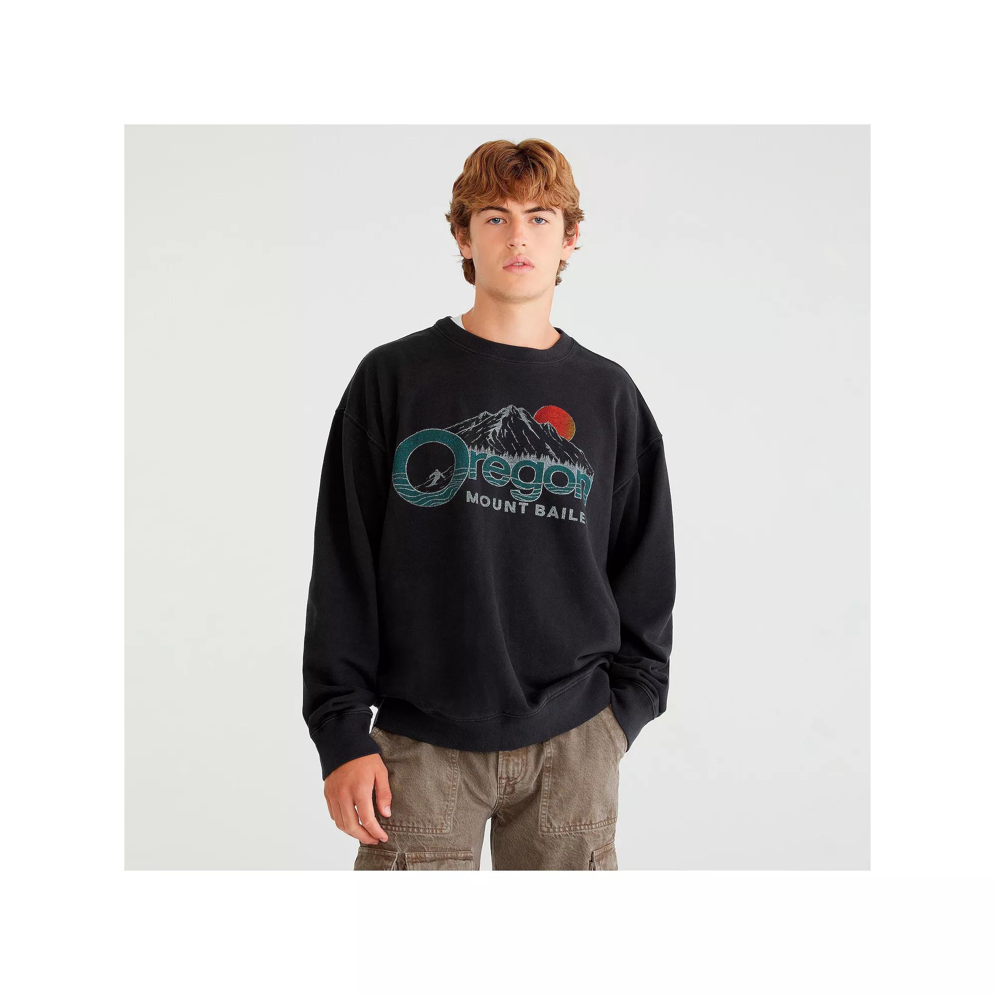Men's Aeropostale Crewneck Graphic Sweatshirt, Size: XS, Black Product Image