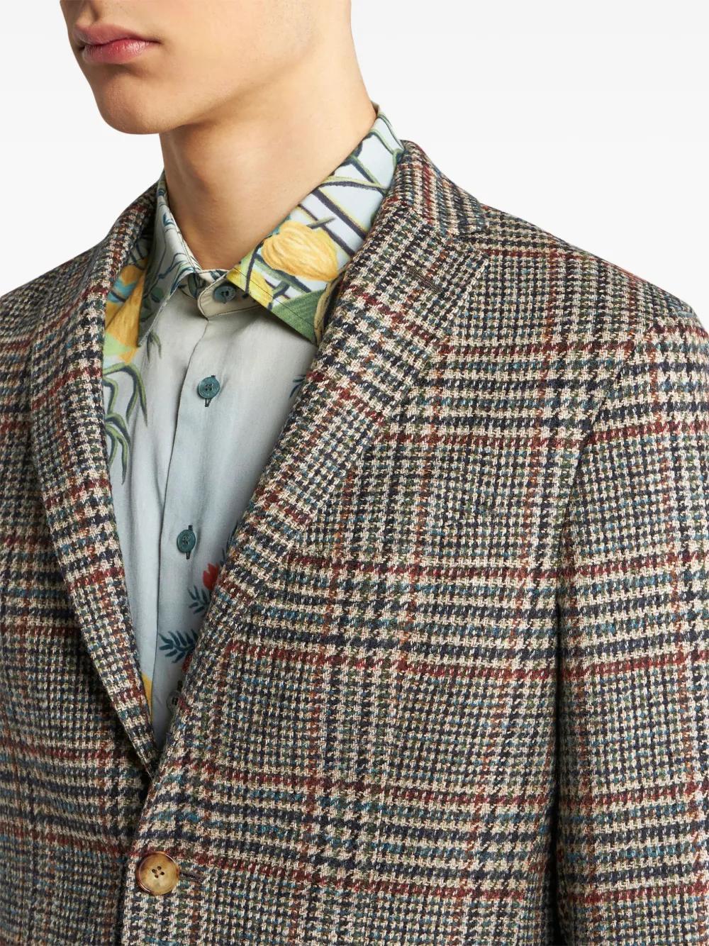 single-breasted tartan check blazer Product Image
