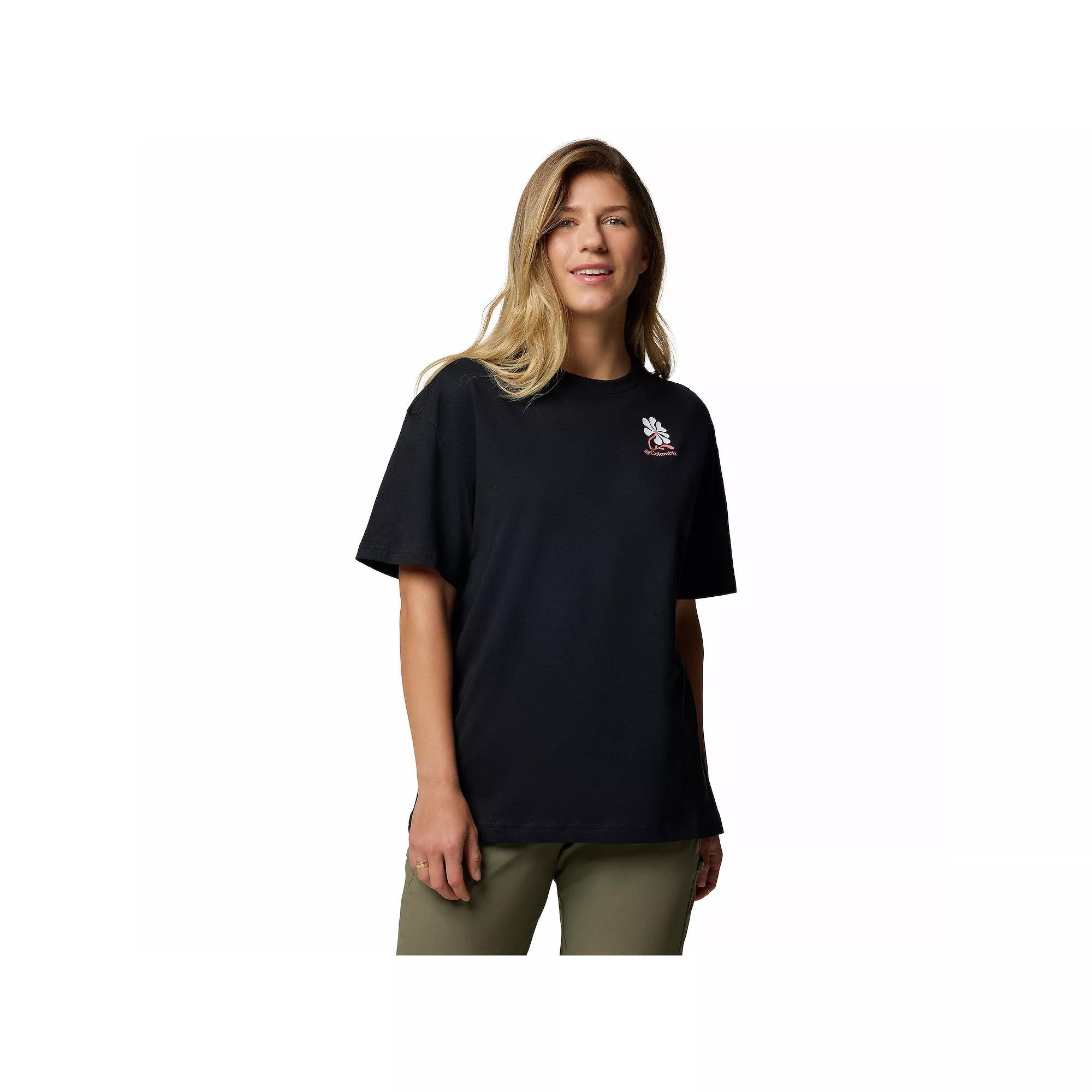 Women's Columbia Rolling Bend Graphic Oversized T-Shirt, Size: XS, Alpenglow Floral Fun Product Image