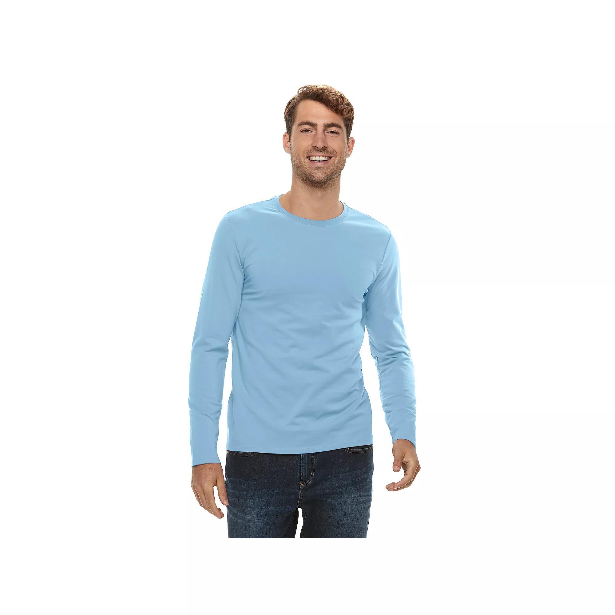 Men's Apt. 9® Premier Flex Long Sleeve Crewneck Tee, Size: Medium, Modern White Product Image