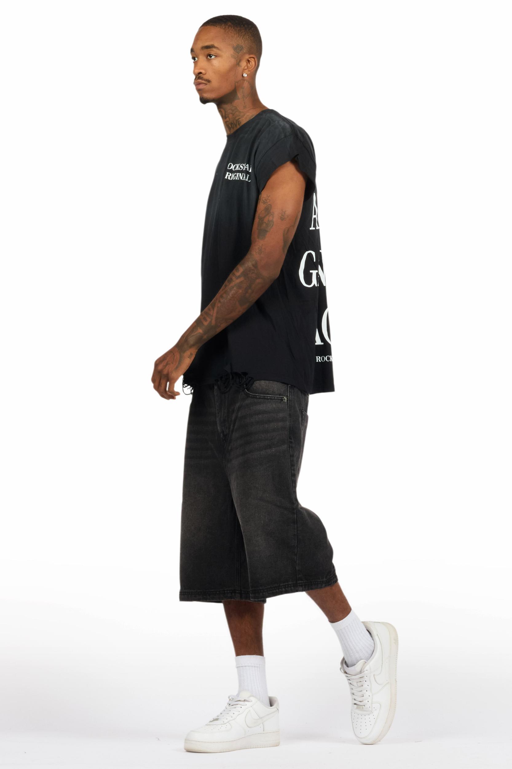 Drako Black Muscle Tee/Denim Jort Set Male Product Image
