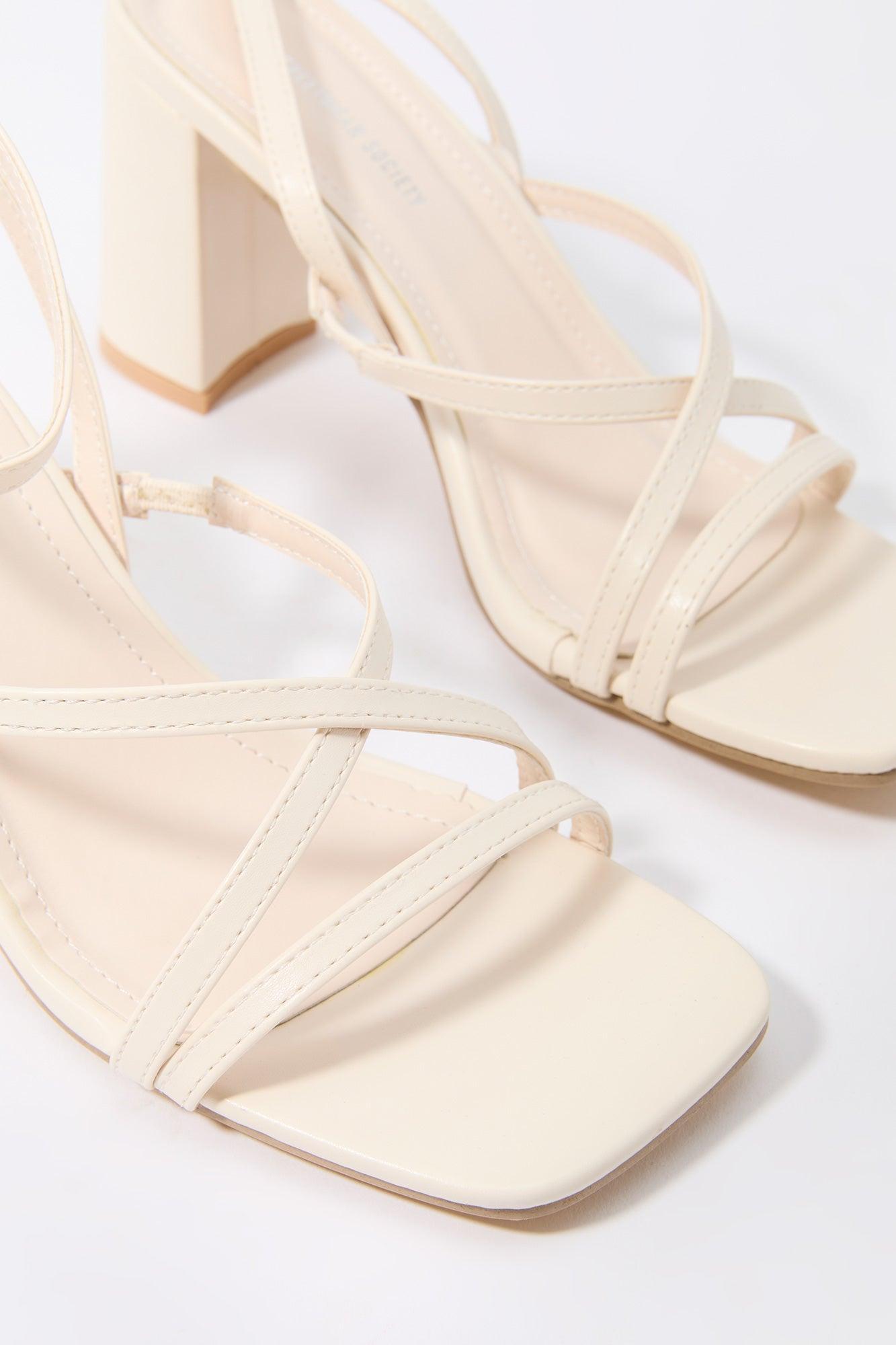 Faux Leather Open Toe Strappy Heel Female Product Image