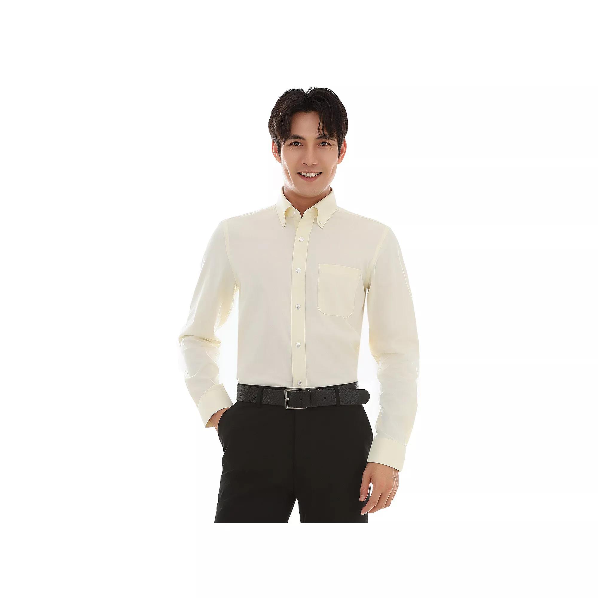 Men's Bespoke Classic-Fit Pinpoint Oxford Dress Shirt, Size: XL-36/37, Green Product Image