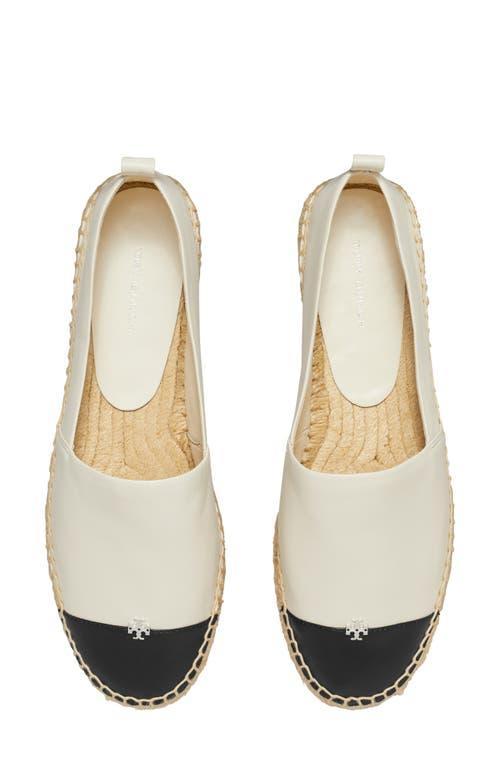 TORY BURCH White Espadrilles With Metallic Logo On The Front And Ankle Strap In Leather Woman Product Image