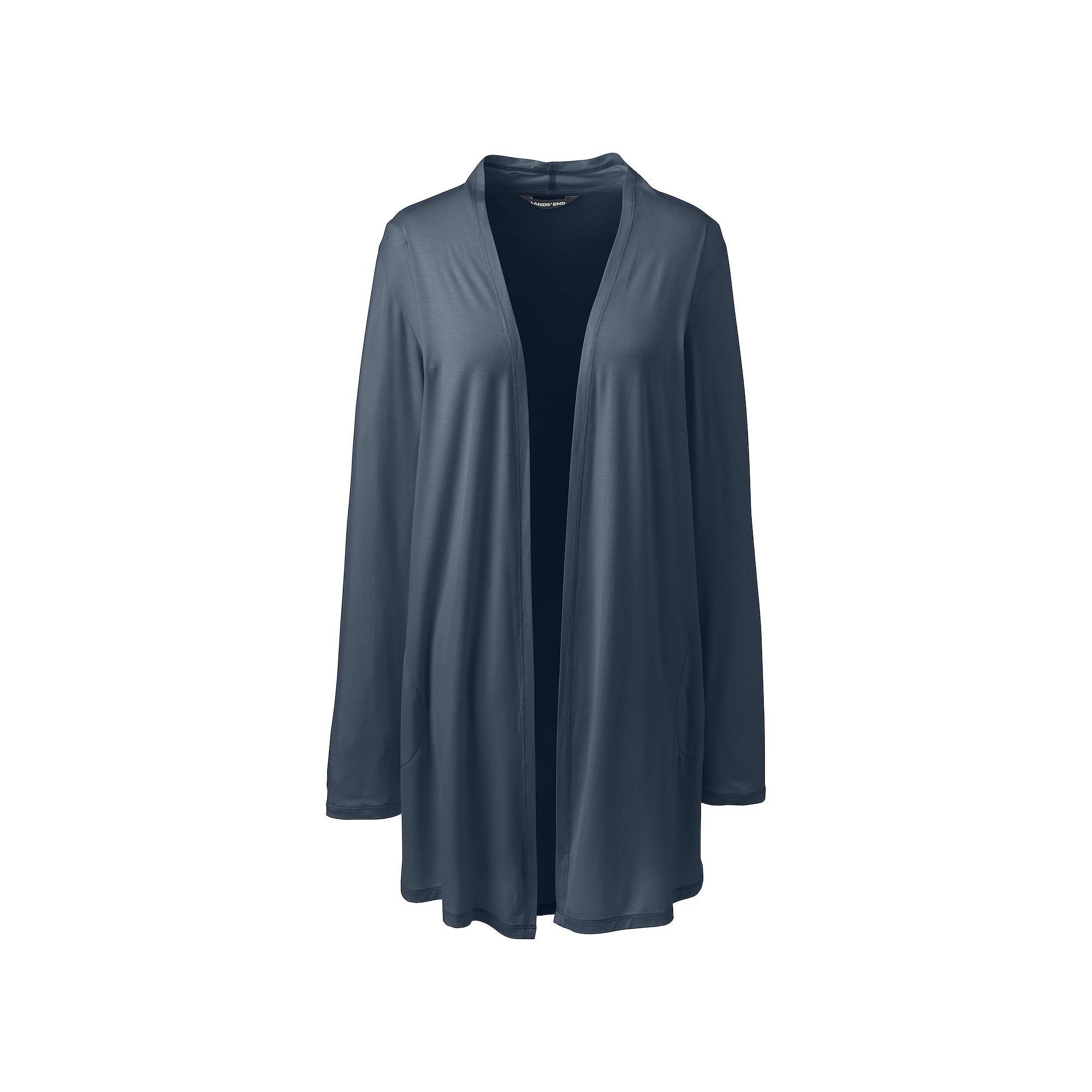 Women's Lands' End Draped Long Open-Front Cardigan, Size: XS, Radiant Blue Product Image