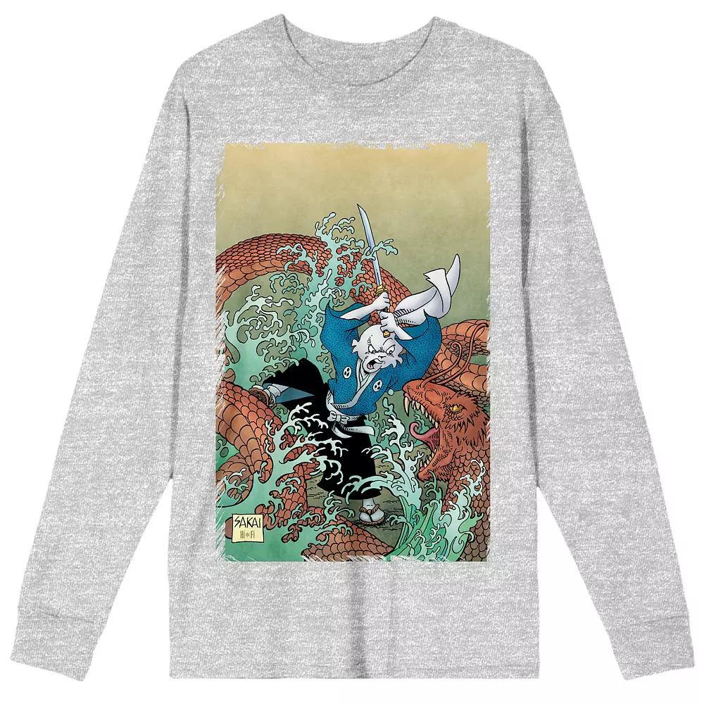Men's Usagi Yojimbo Miyamoto Usagi Sea Dragon Long Sleeve Graphic Tee, Size: Medium, Gray Product Image