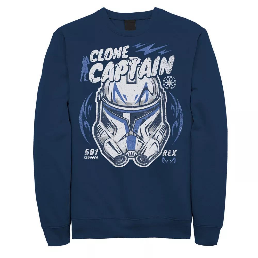 Men's Star Wars Clone Captain Head Shot Portrait Sweatshirt, Size: Large, Blue Product Image