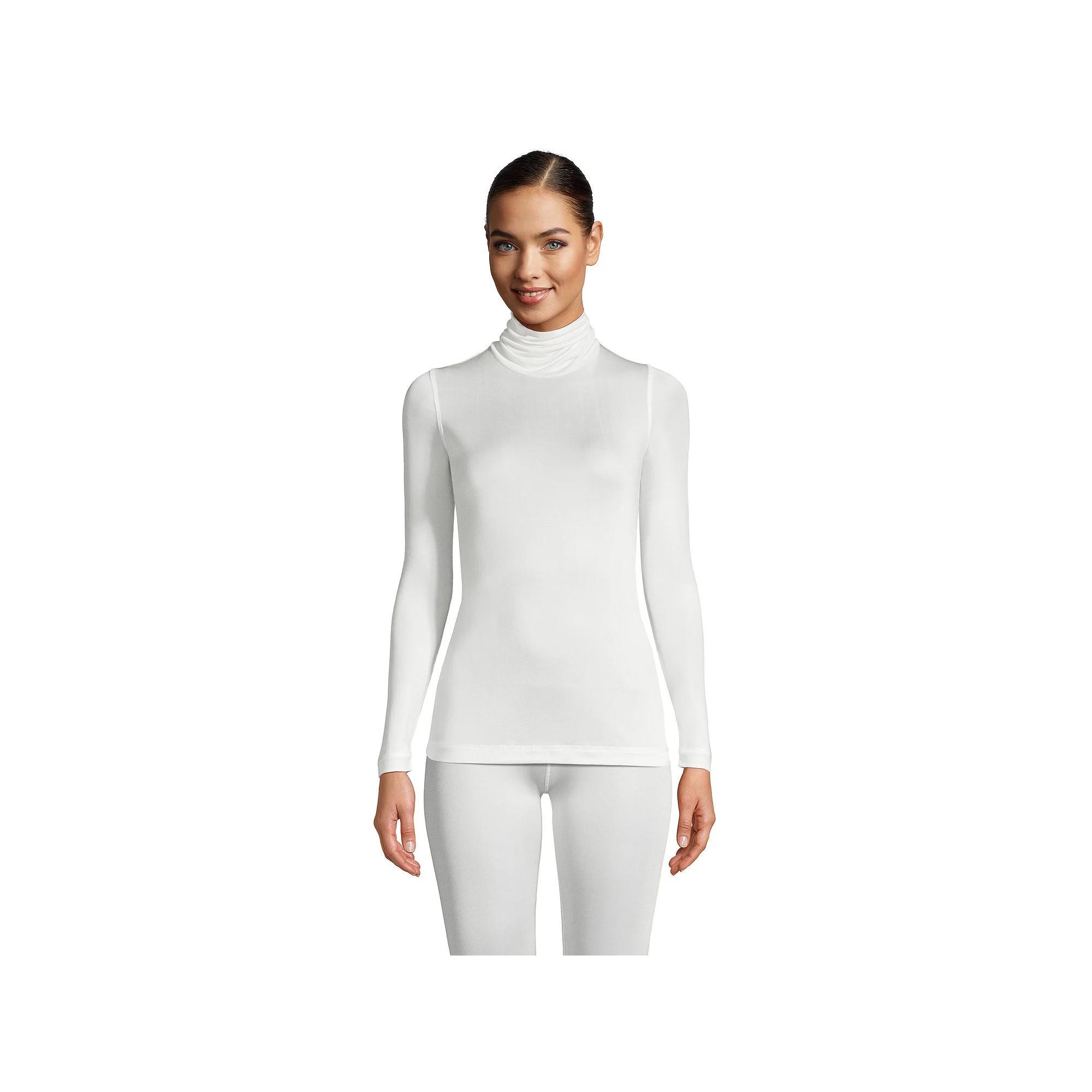 Petite Lands' End Silk Interlock Turtleneck Undershirt, Women's, Size: Small Petite, Ivory Product Image