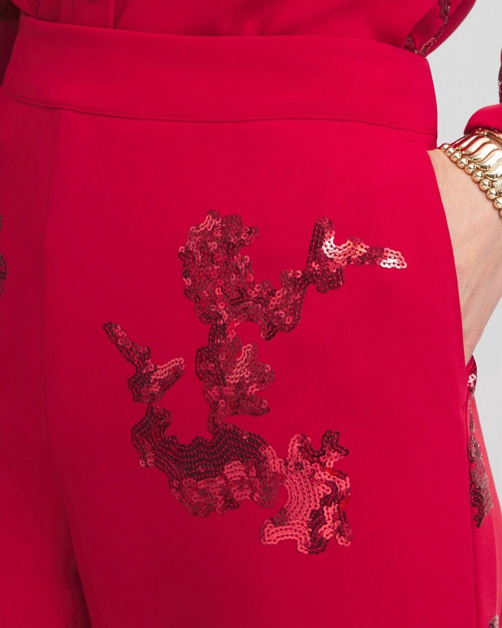 Floral Sequin Wide Leg Pants Product Image