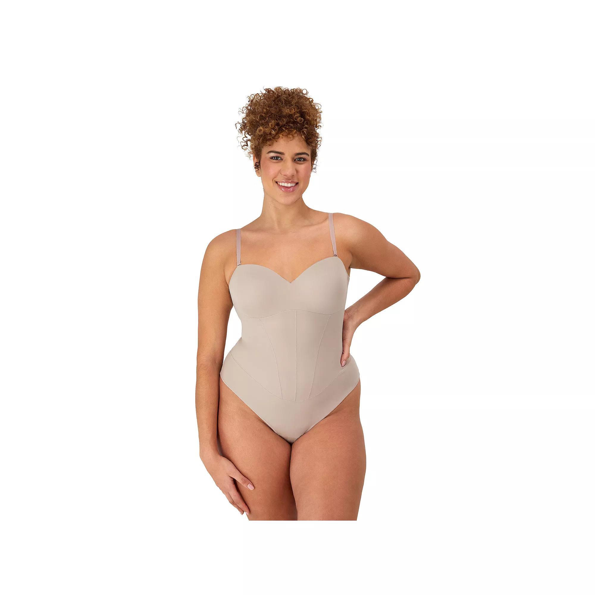 Maidenform Firm Control Shapewear Tummy Shaping Multiway Thong Bodysuit DMS131, Women's, Size: Large, Just Brown Product Image