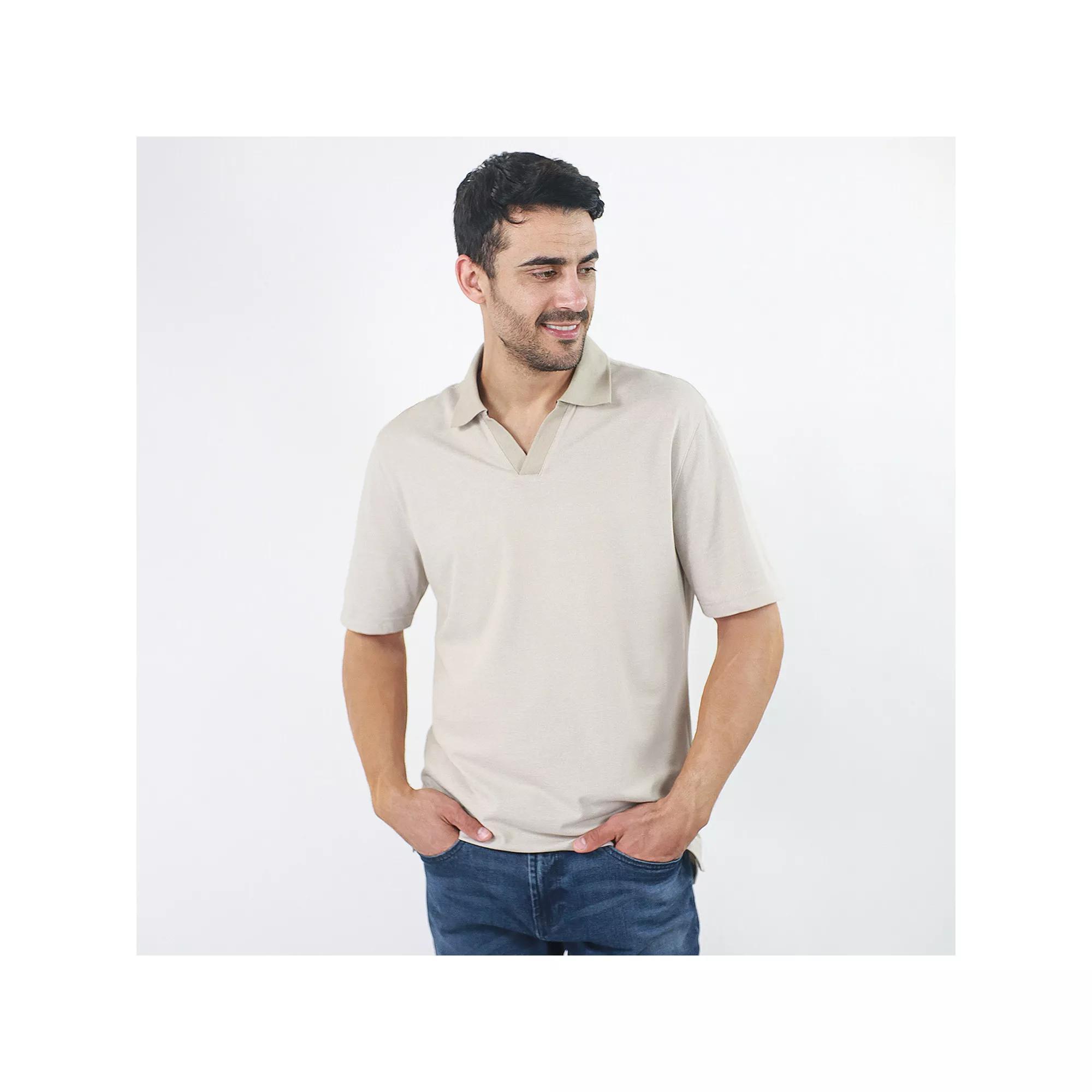 Men's JACHS NY Short Sleeve Lightweight Knit Oxford Polo, Size: XL, Blue Product Image