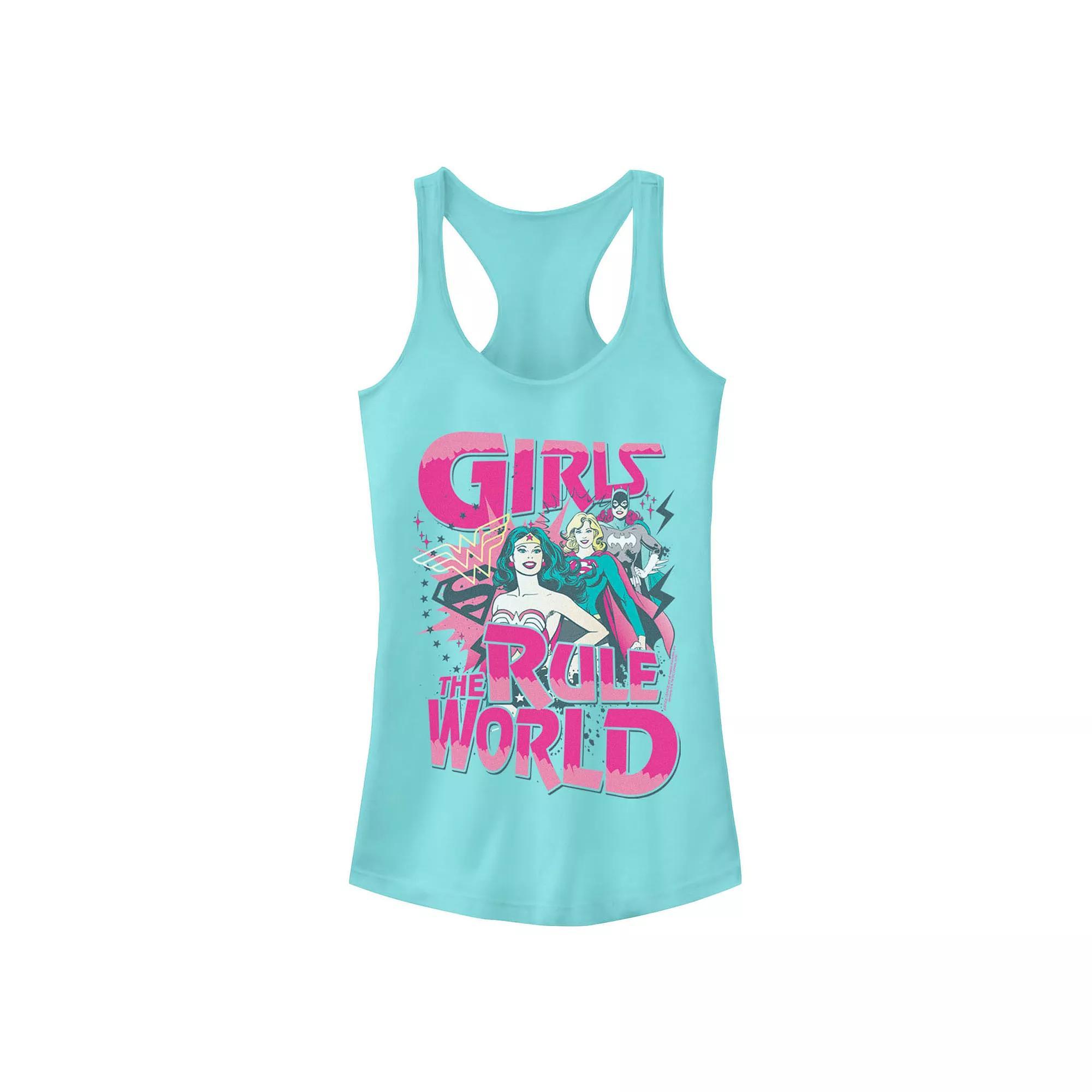 Juniors' Wonder Woman "Girls Rule the World" Graphic Tank Top, Girl's, Size: XS, Cancun Product Image