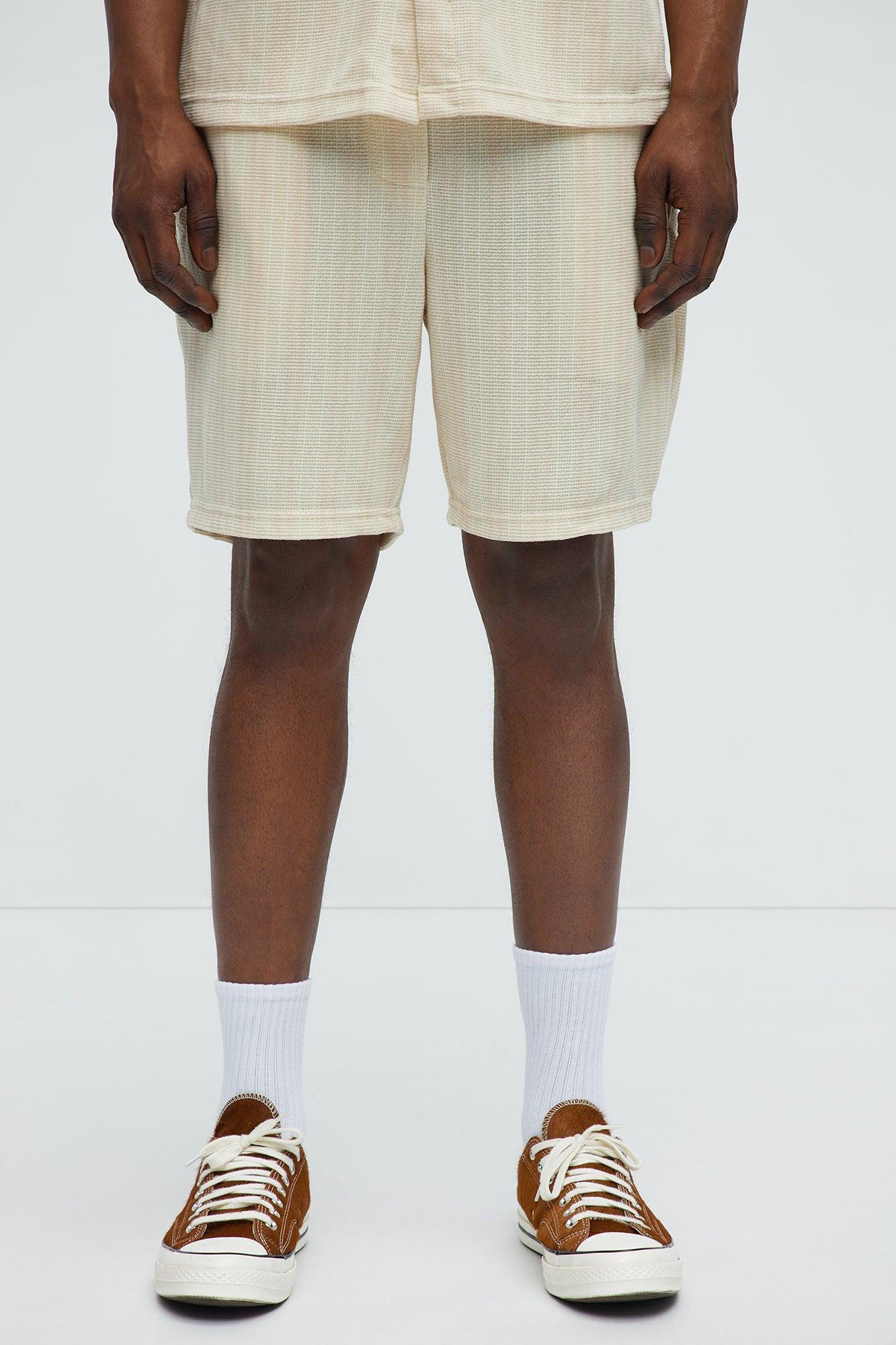Valor Drawstring Striped Shorts - Cream Product Image