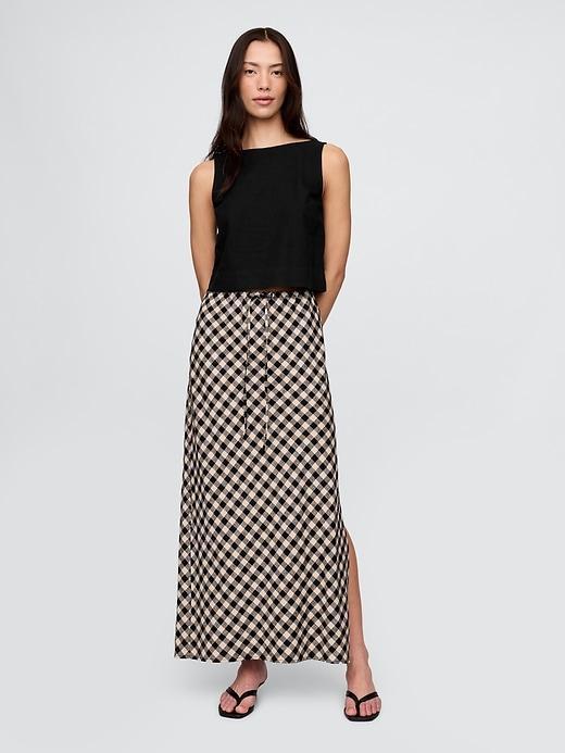 Linen-Blend Midi Skirt Product Image