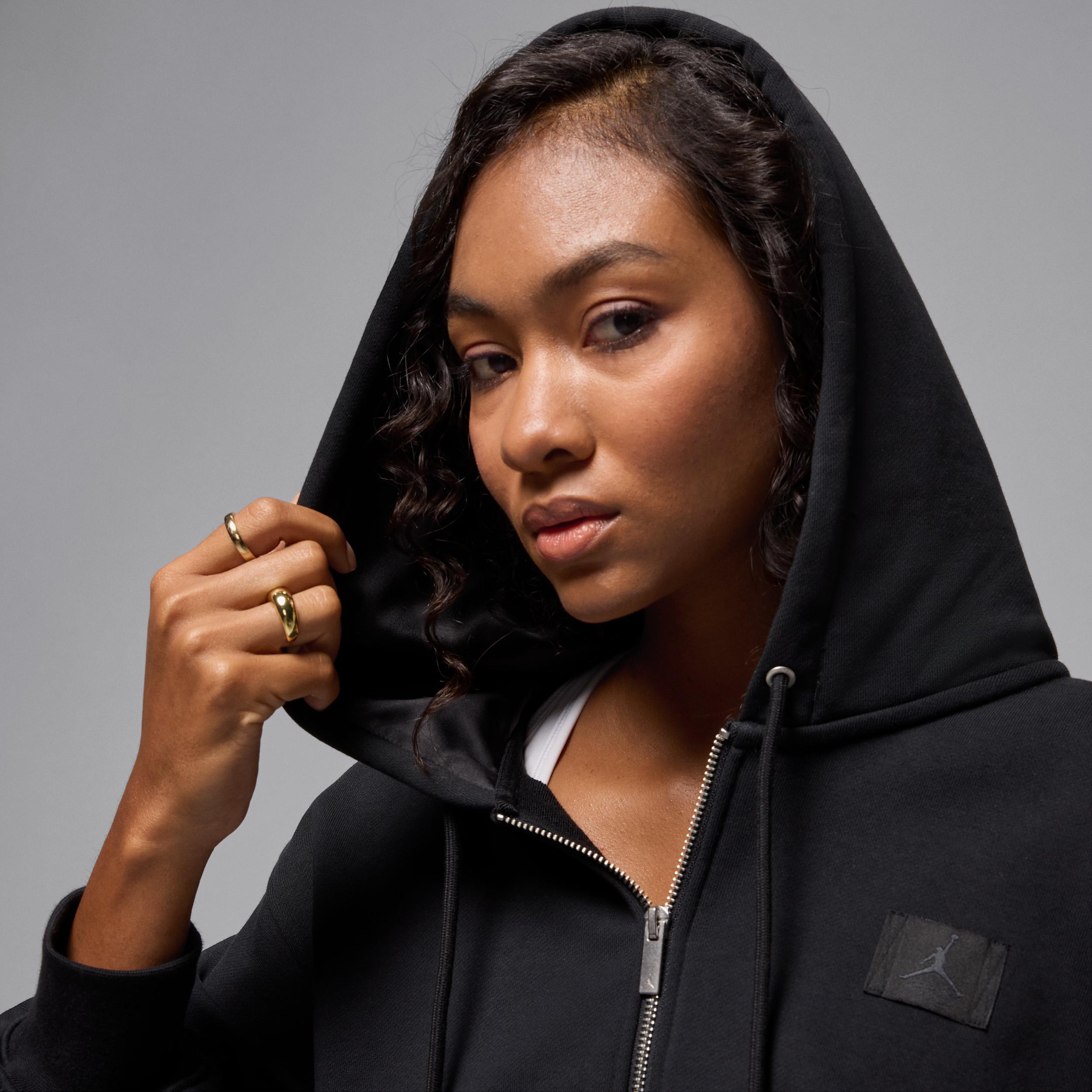 Women's Jordan Flight Fleece Cropped Satin-Lined Hoodie Product Image