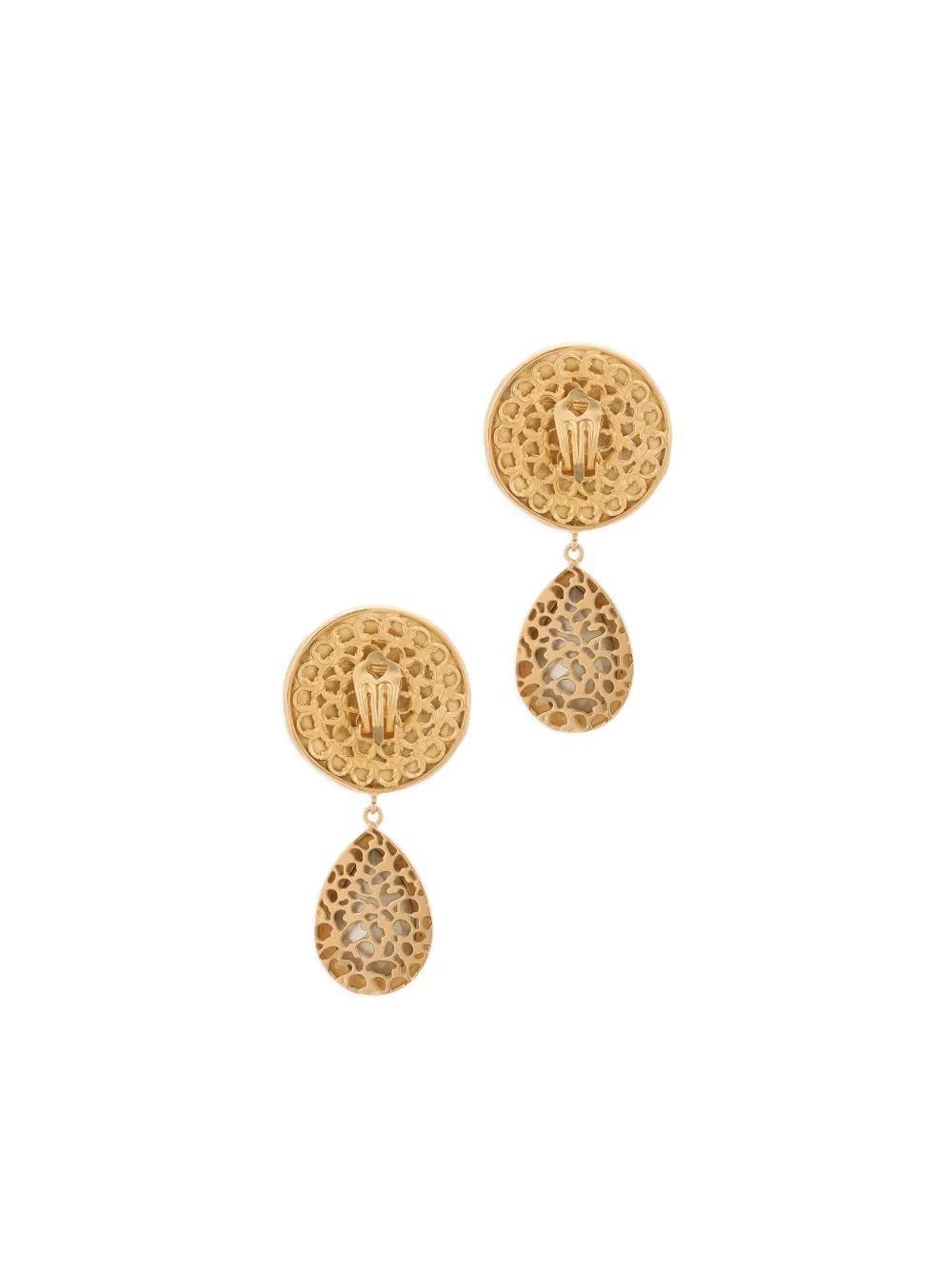 DOLCE & GABBANA Logo-engraved Drop Earrings In Gold Product Image