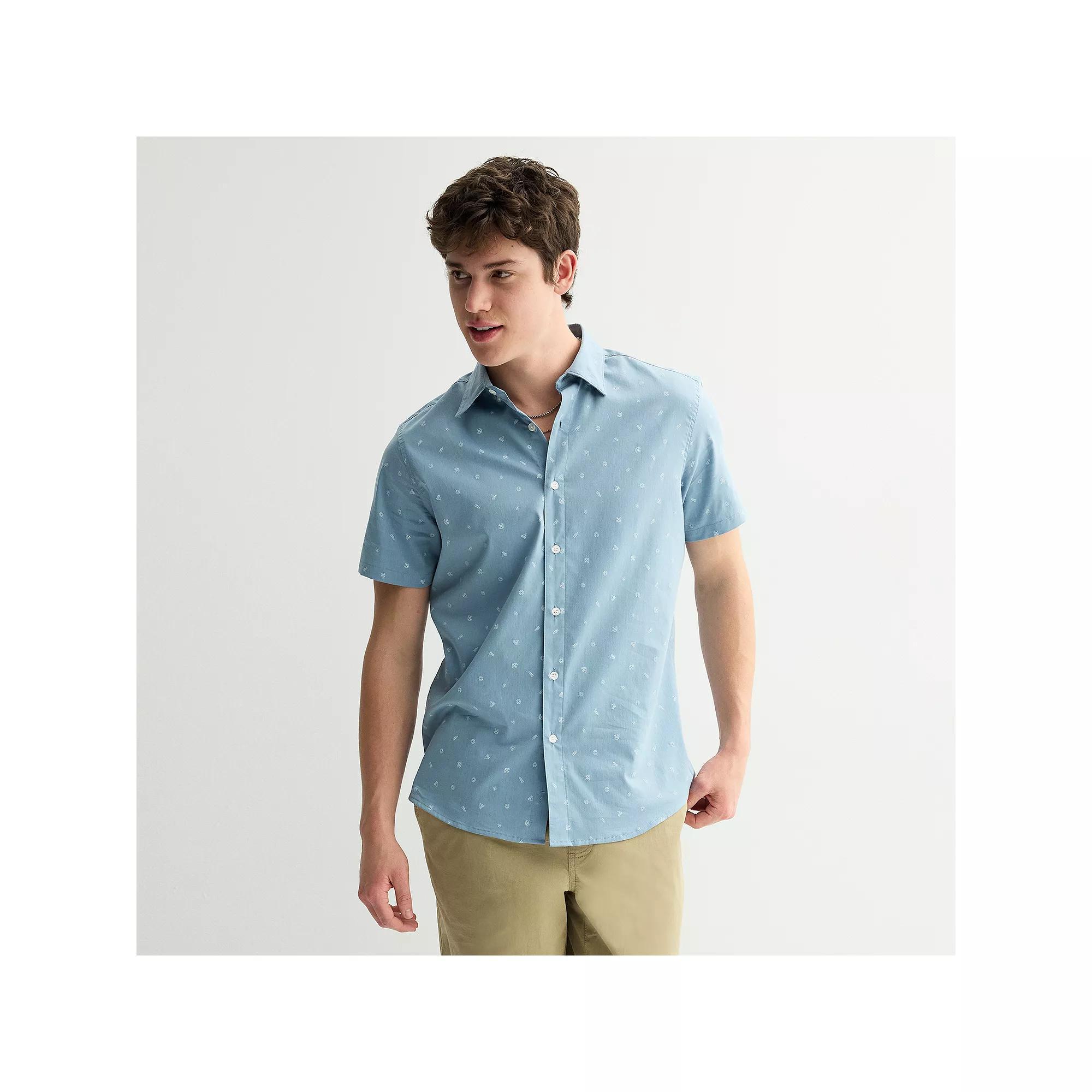 Men's Sonoma Goods For Life® Short Sleeve Performance Shirt, Size: Medium, Nautical Lt Blue Product Image