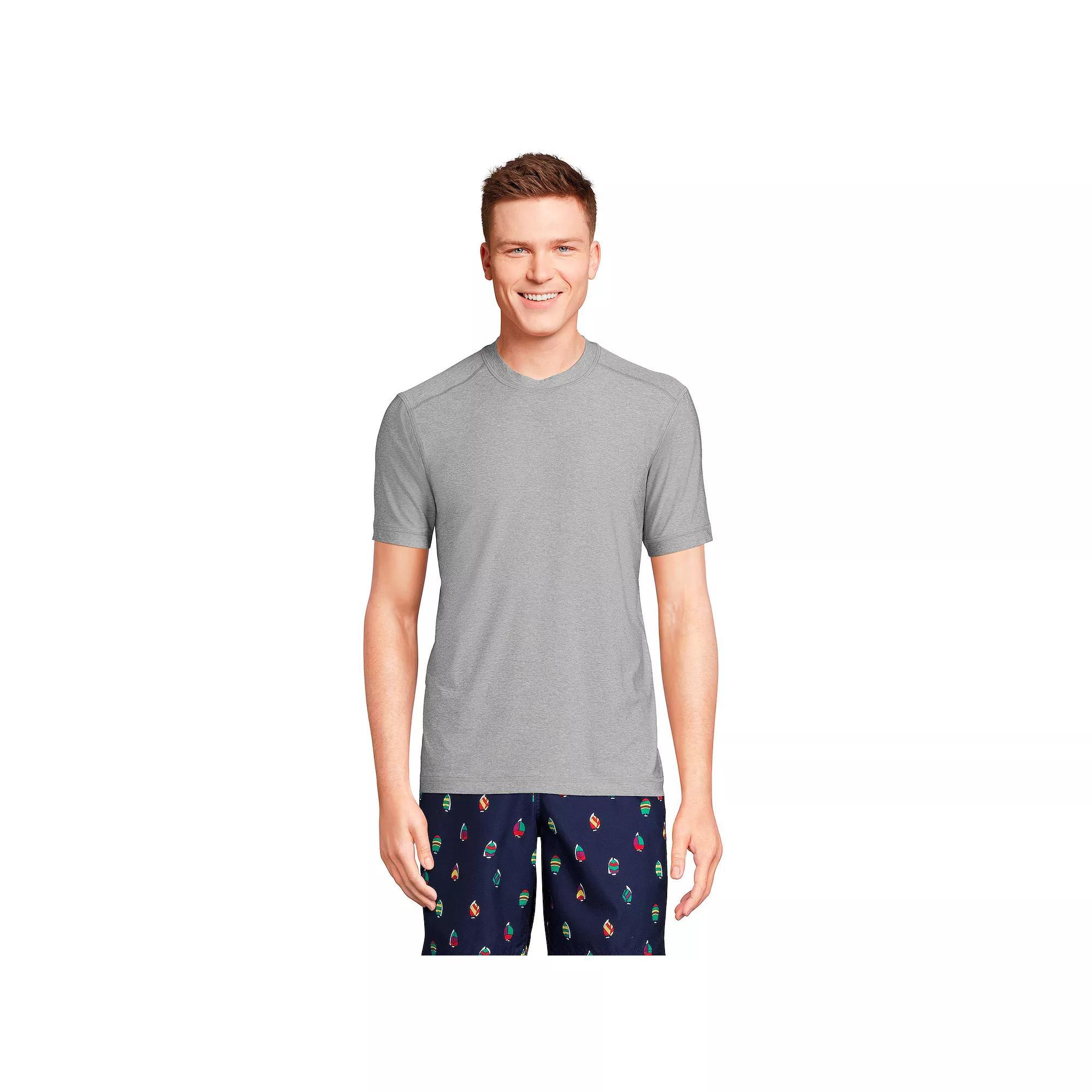 Men's Lands' End UPF 50 Short Sleeve Swim Shirt, Size: XXL, Deep  Blue Product Image