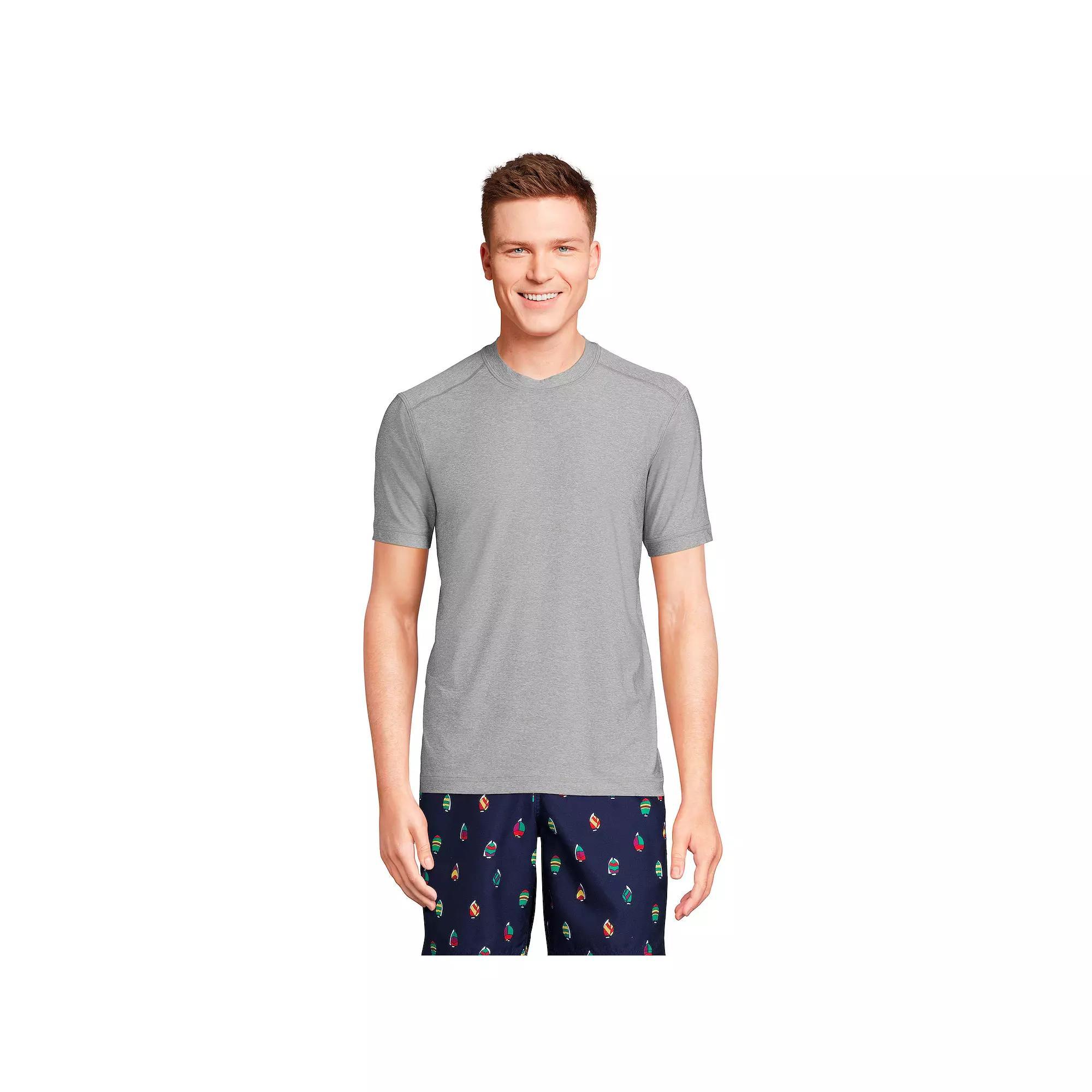 Men's Lands' End UPF 50 Short Sleeve Swim Shirt, Size: XXL, Deep  Blue Product Image