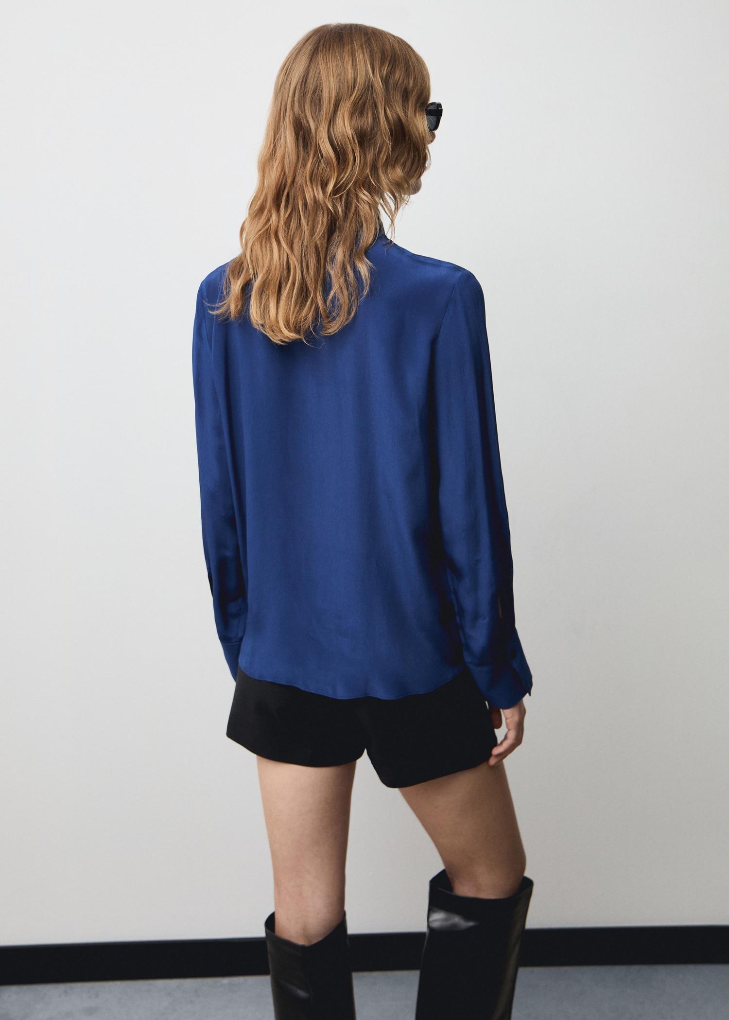 Satin shirt with bow - Women | MANGO USA Product Image