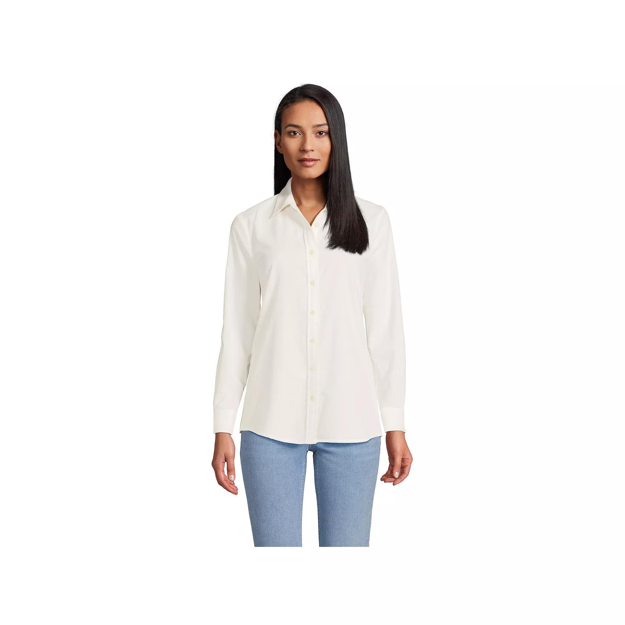 Women's Lands' End Long Sleeve Shirt, Size: Small, Ivory Product Image