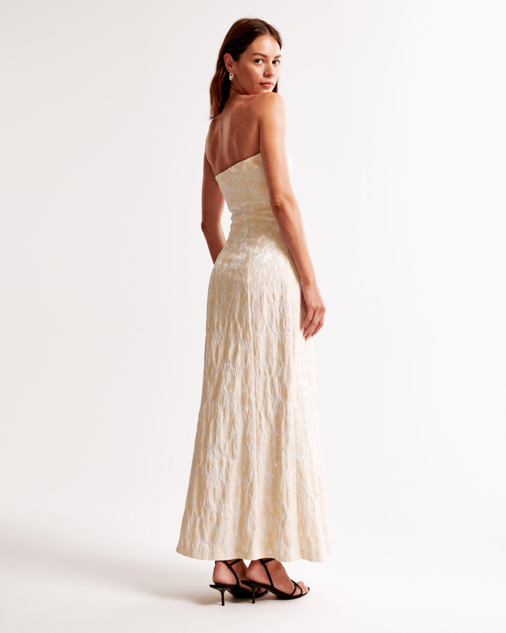 Strapless Floral Textured Gown Product Image