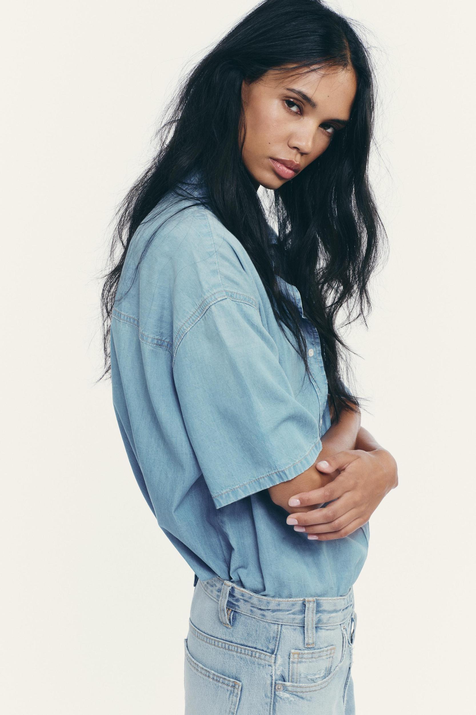 TRF DENIM CROP SHIRT Product Image
