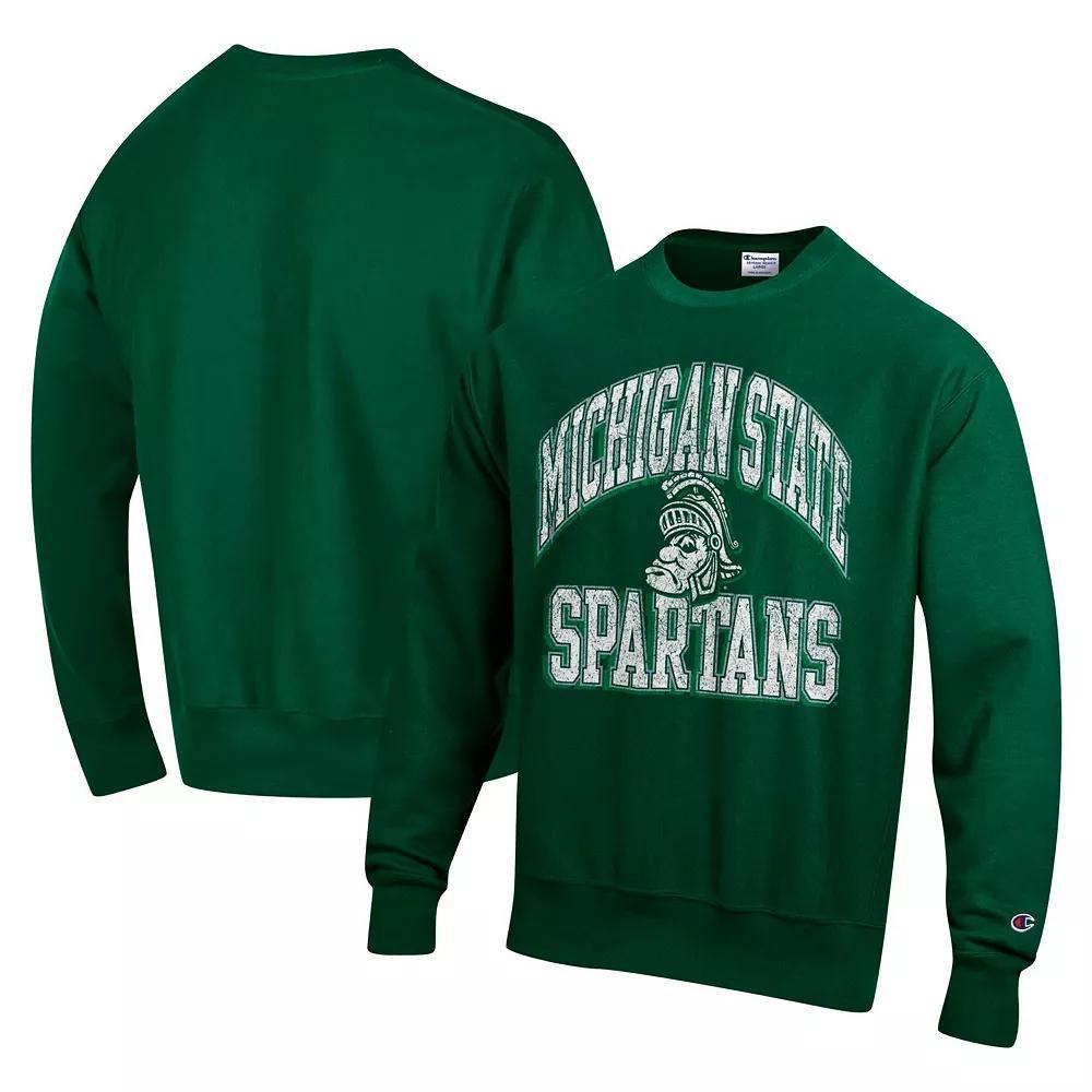 Men's Champion Green Michigan State Spartans Vault Late Night Reverse Weave Pullover Sweatshirt, Size: Small Product Image