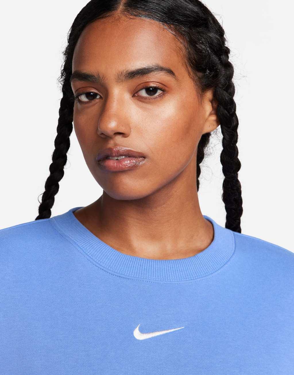 Nike Phoenix Fleece oversized sweatshirt in blue Product Image