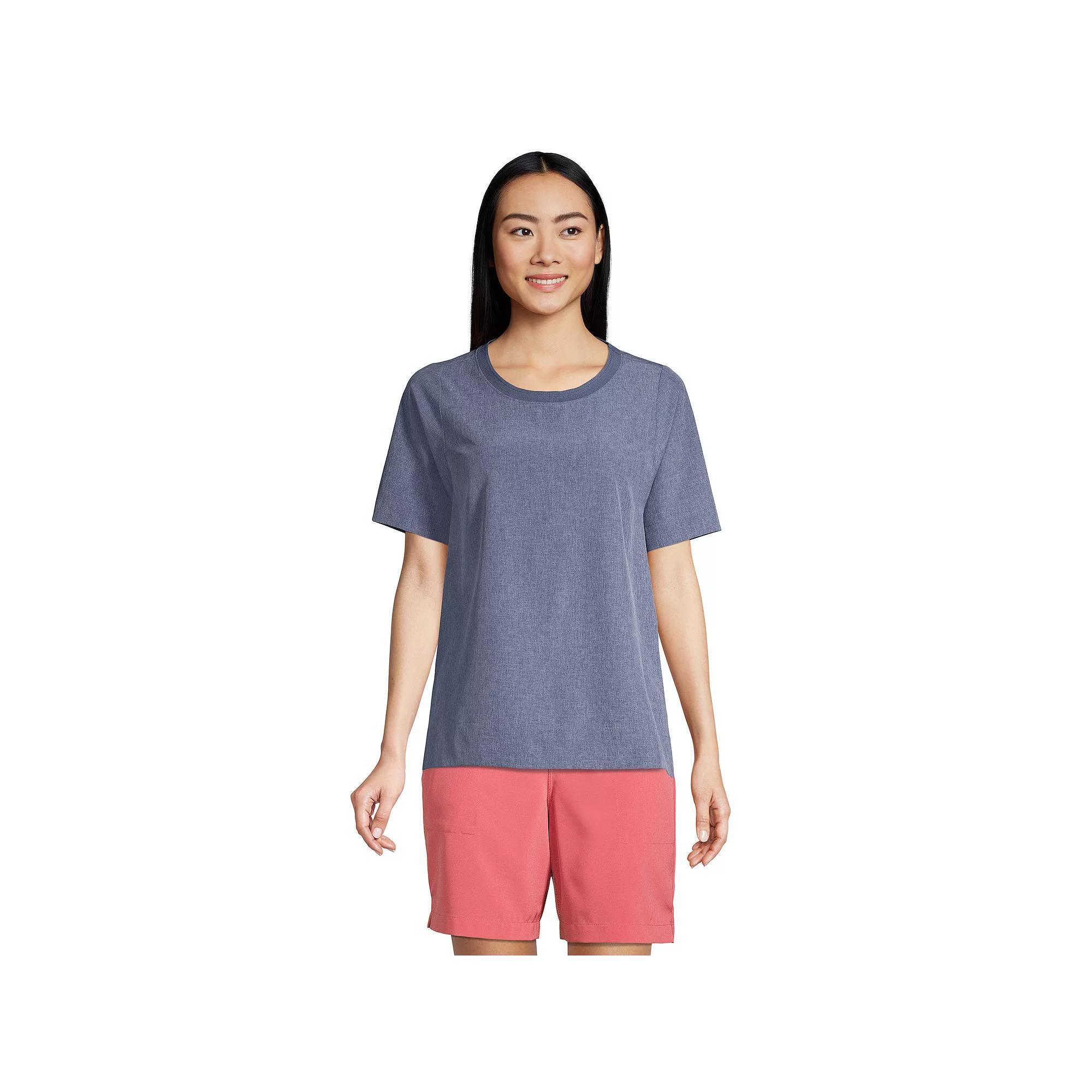 Petite Lands End Elbow Sleeve Commuter Tee, Womens Product Image