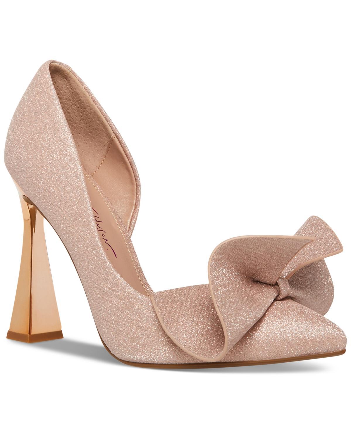 Betsey Johnson Nobble Bow Glitter Reflective Pointed Toe Pumps Product Image