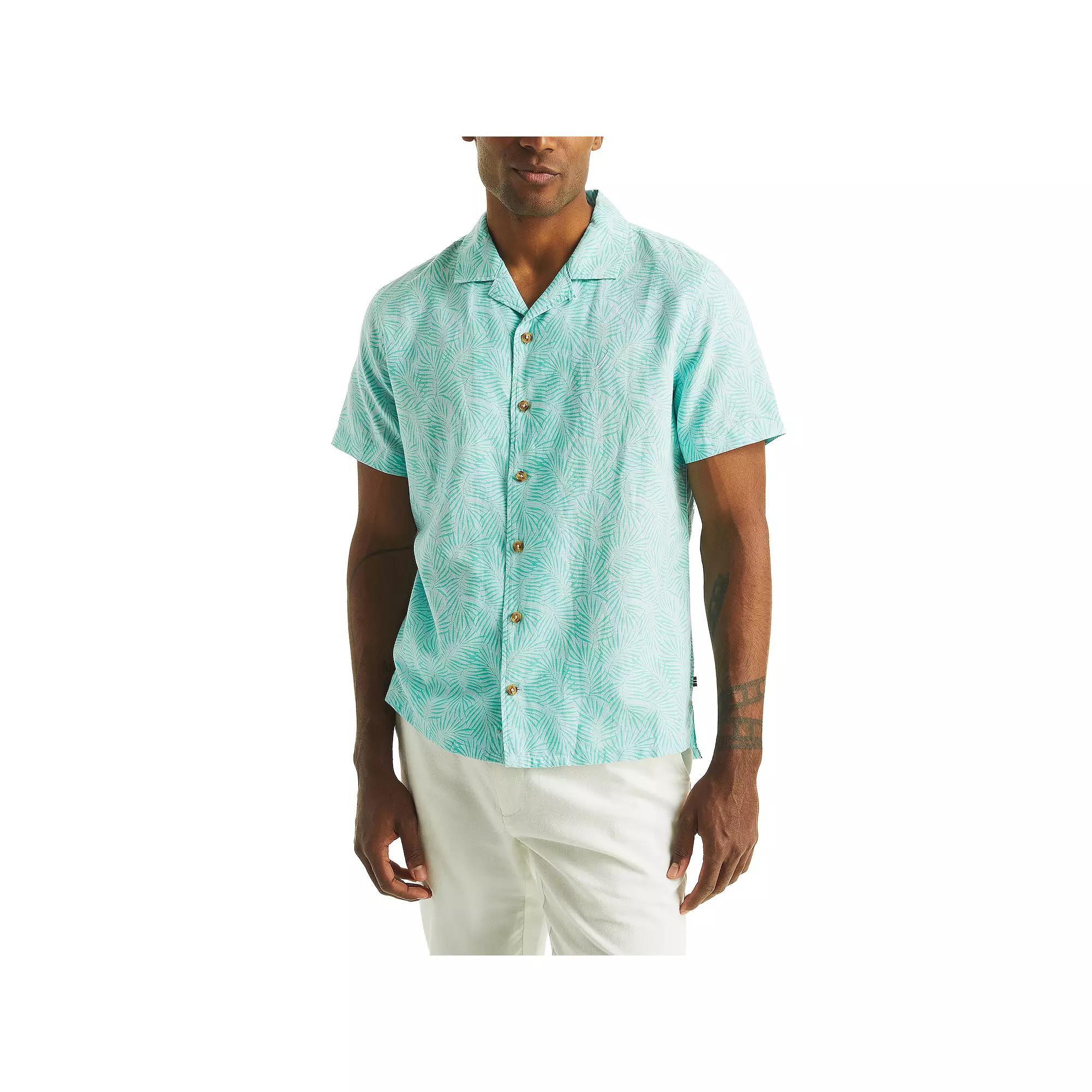 Men's Nautica Printed Short-Sleeve Camp Shirt, Size: XL, Seawater Blue Product Image