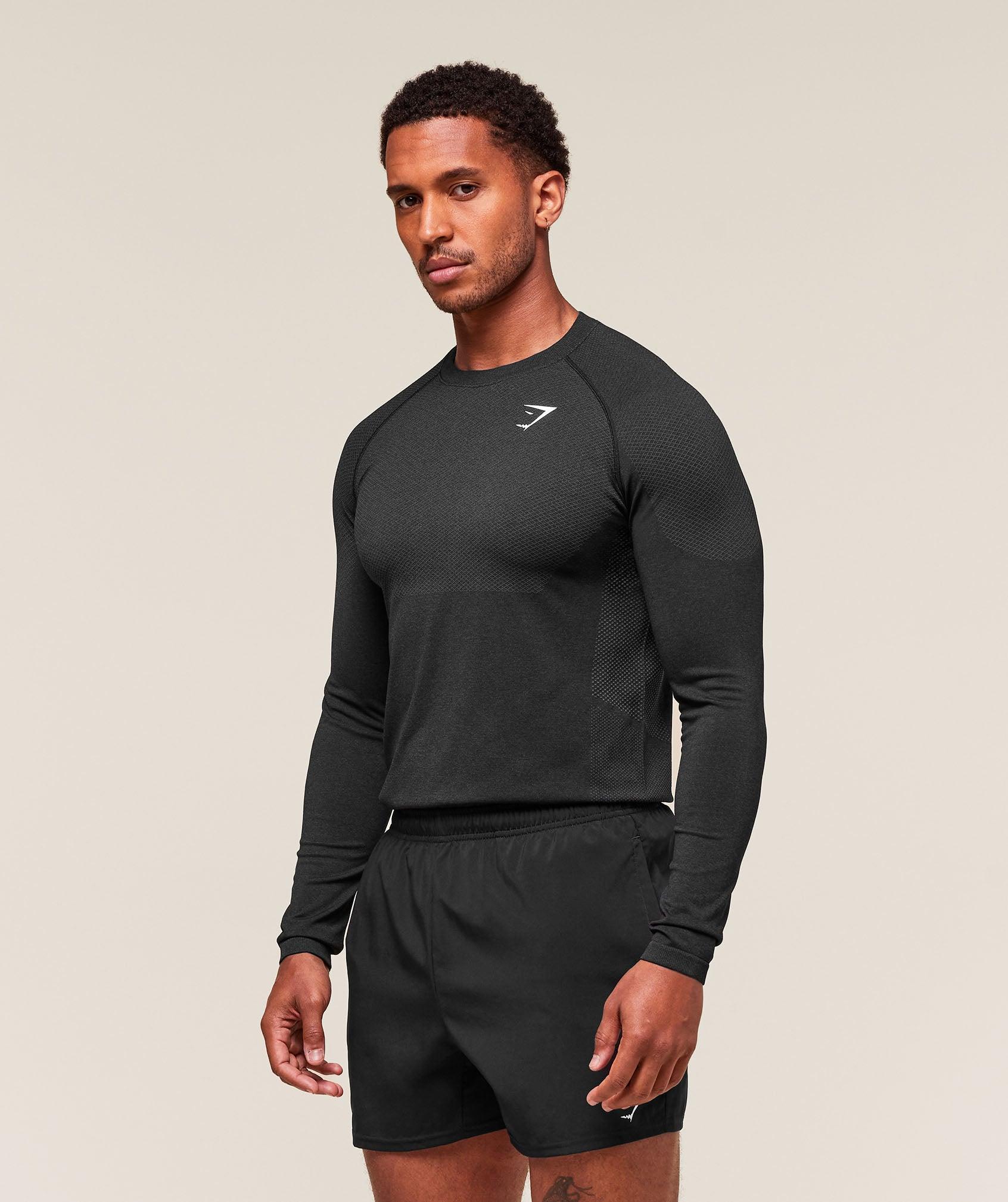 Gymshark Vital Long Sleeve T-Shirt - Black/Silhouette Grey Male Product Image