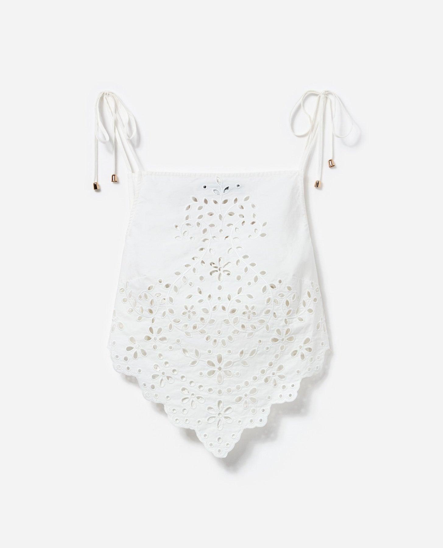 White Cotton Embroidered Top Product Image